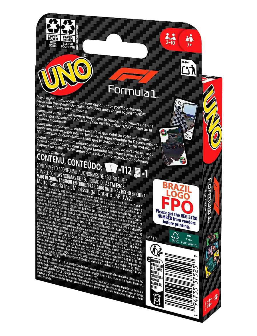 Mattel Games - Games UNO F1 Card Game with Themed Deck & Special Rule for Kids, Adults, Family Nights & Travel - multicolor - 4