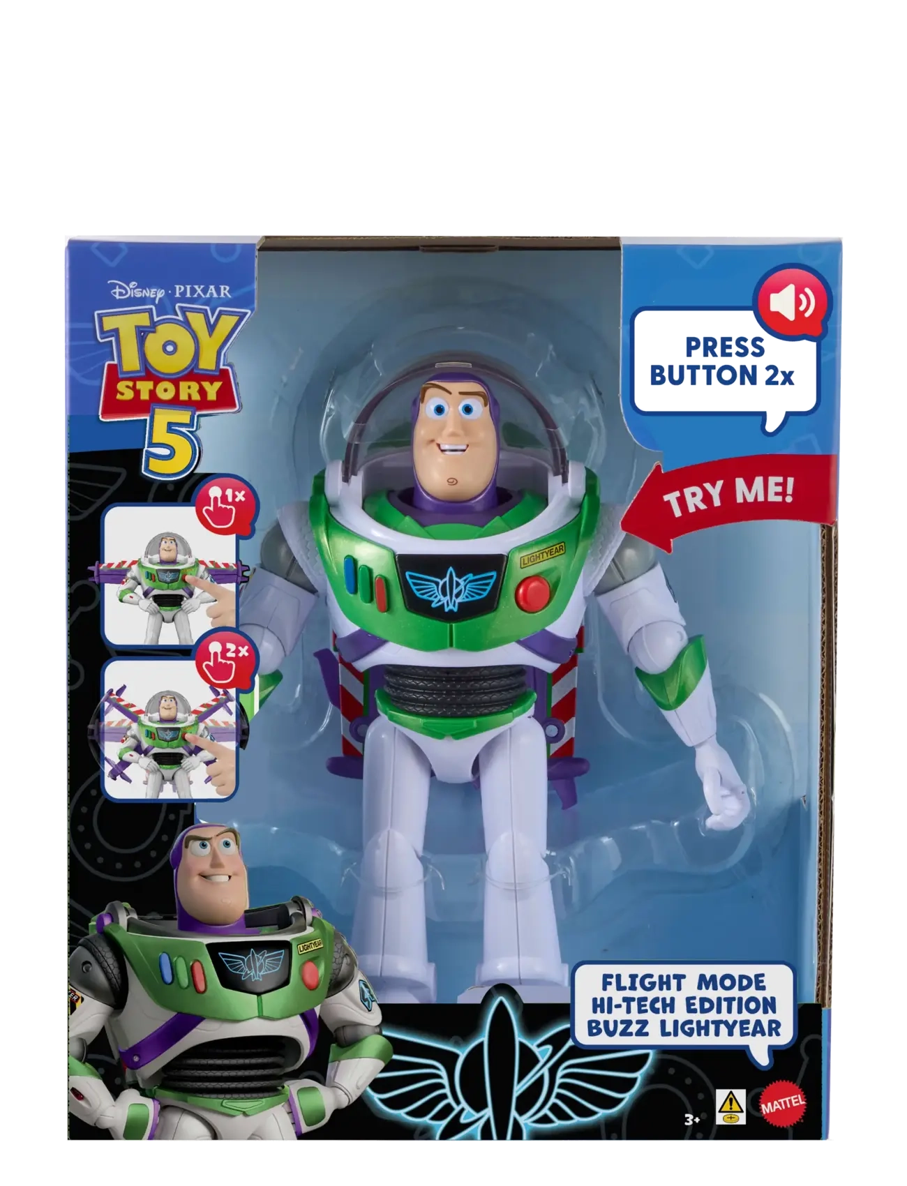 Toy Story - Toy Story Disney and Pixar 12” Scale Flight Mode Edition Buzz Lightyear, 35+ Sounds in English - actionfigurer - multicolor - 3