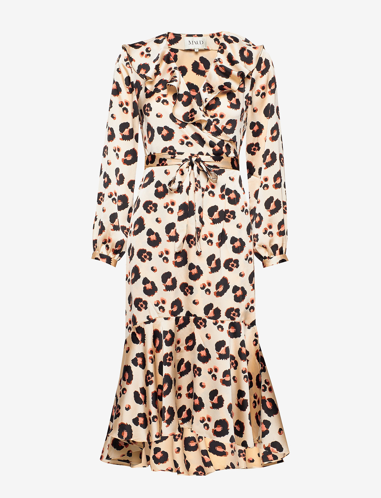MAUD - Leopard Printed Ruffle Dress - cloud dancer - 0