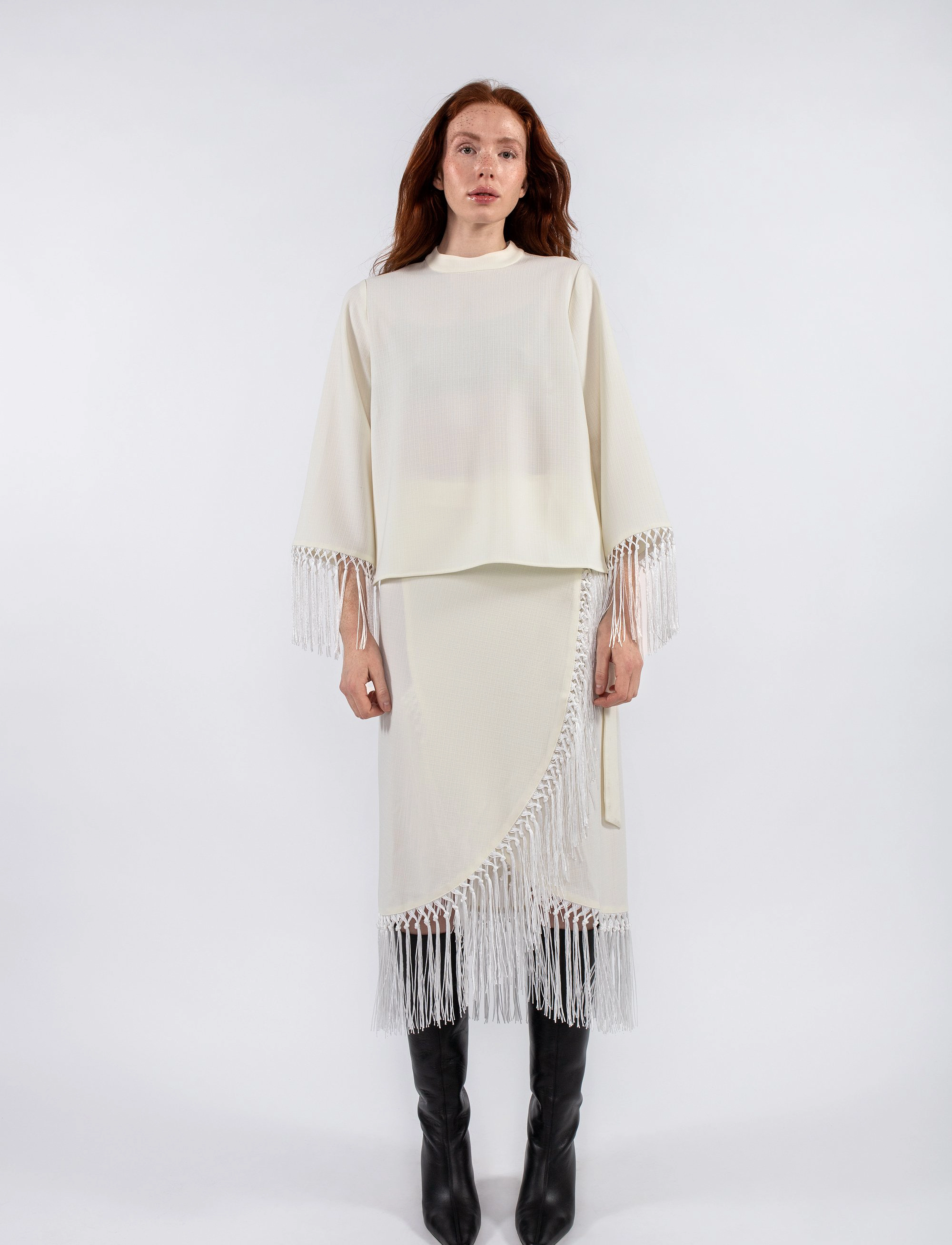 MAUD - Ellie Blouse - long-sleeved blouses - off white - 3