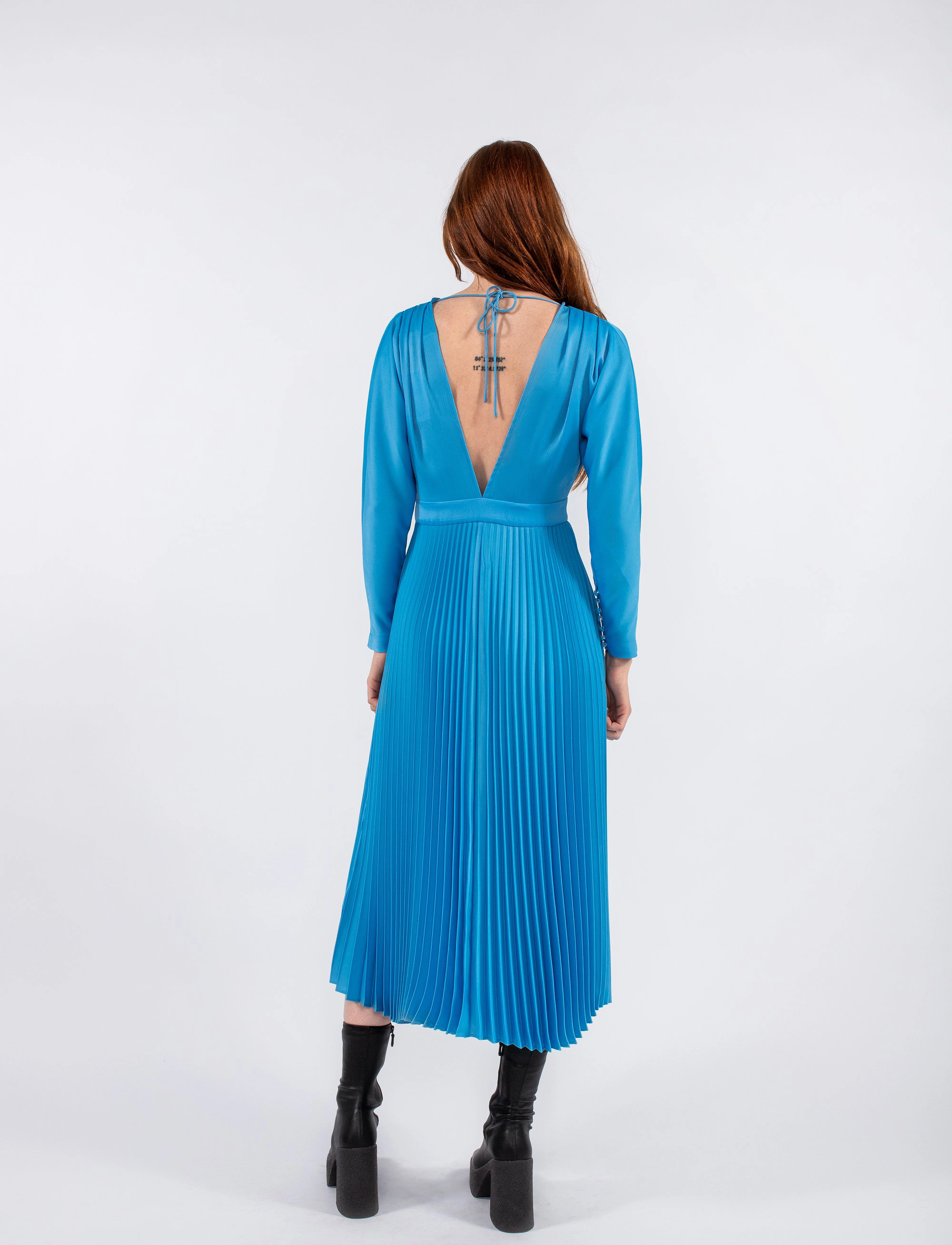MAUD - Sara Dress Satin - midi kjoler - blue - 3