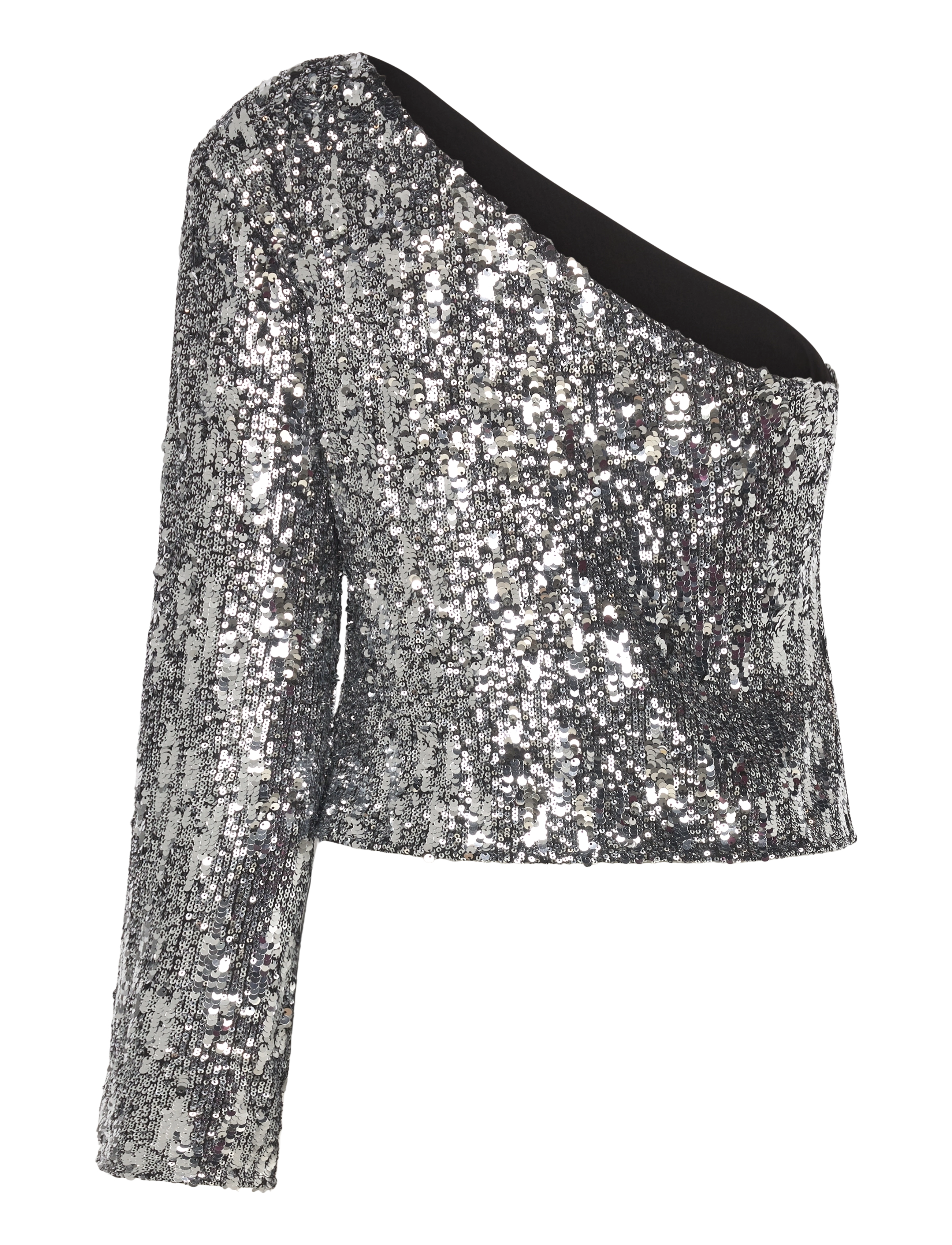 MAUD - Sandra Sequin Top - pitkähihaiset puserot - silver - 1
