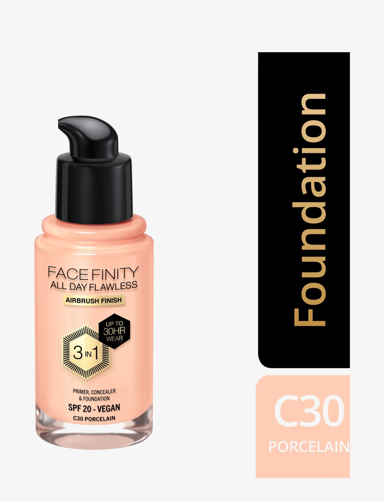 Max Factor - All Day Flawless 3in1 Foundation - festkläder till outletpriser - 030 porcelain - 1