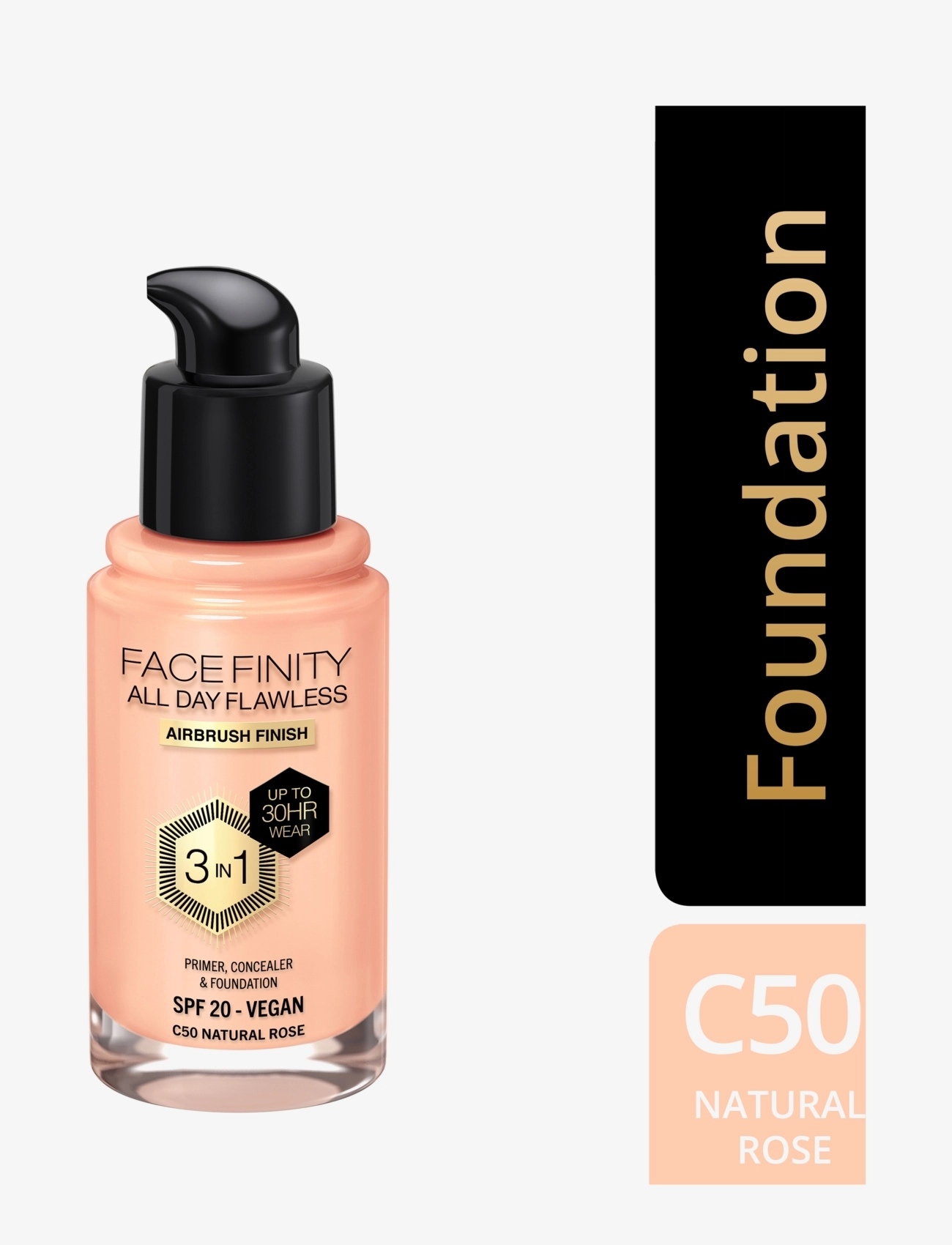 Max Factor - All Day Flawless 3in1 Foundation - festkläder till outletpriser - 050 natural - 1