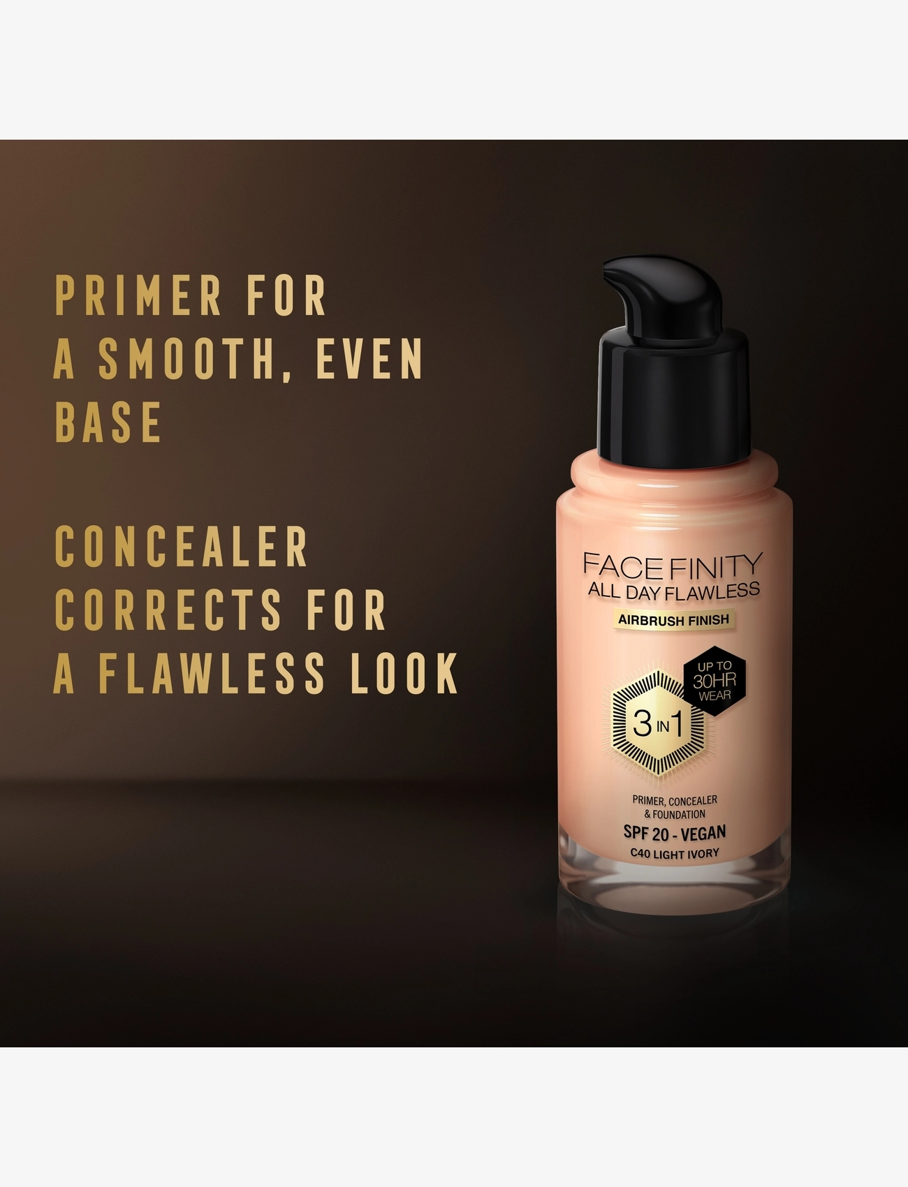 Max Factor - All Day Flawless 3in1 Foundation - festkläder till outletpriser - 050 natural - 4