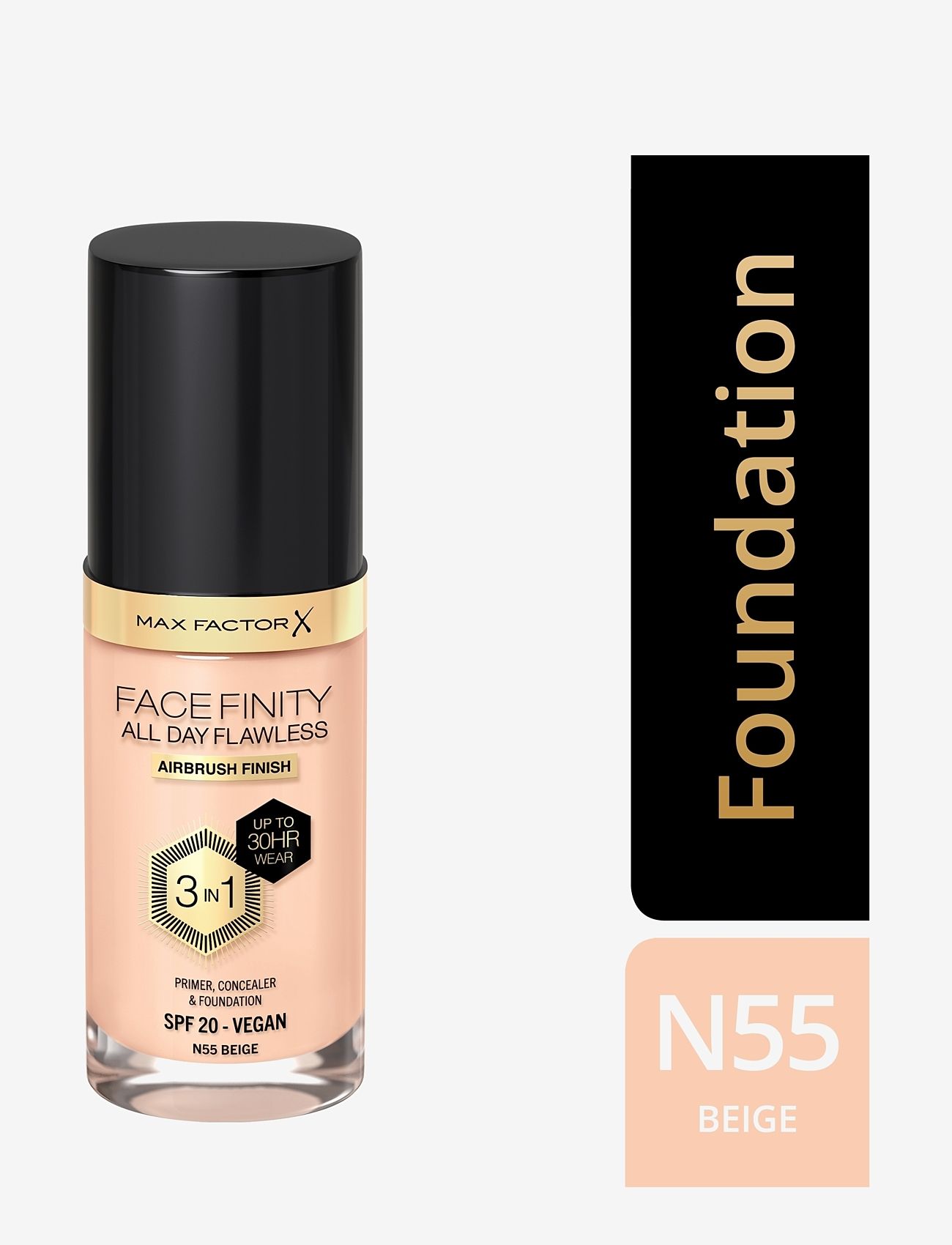 Max Factor - All Day Flawless 3in1 Foundation - smink - n55 beige - 1