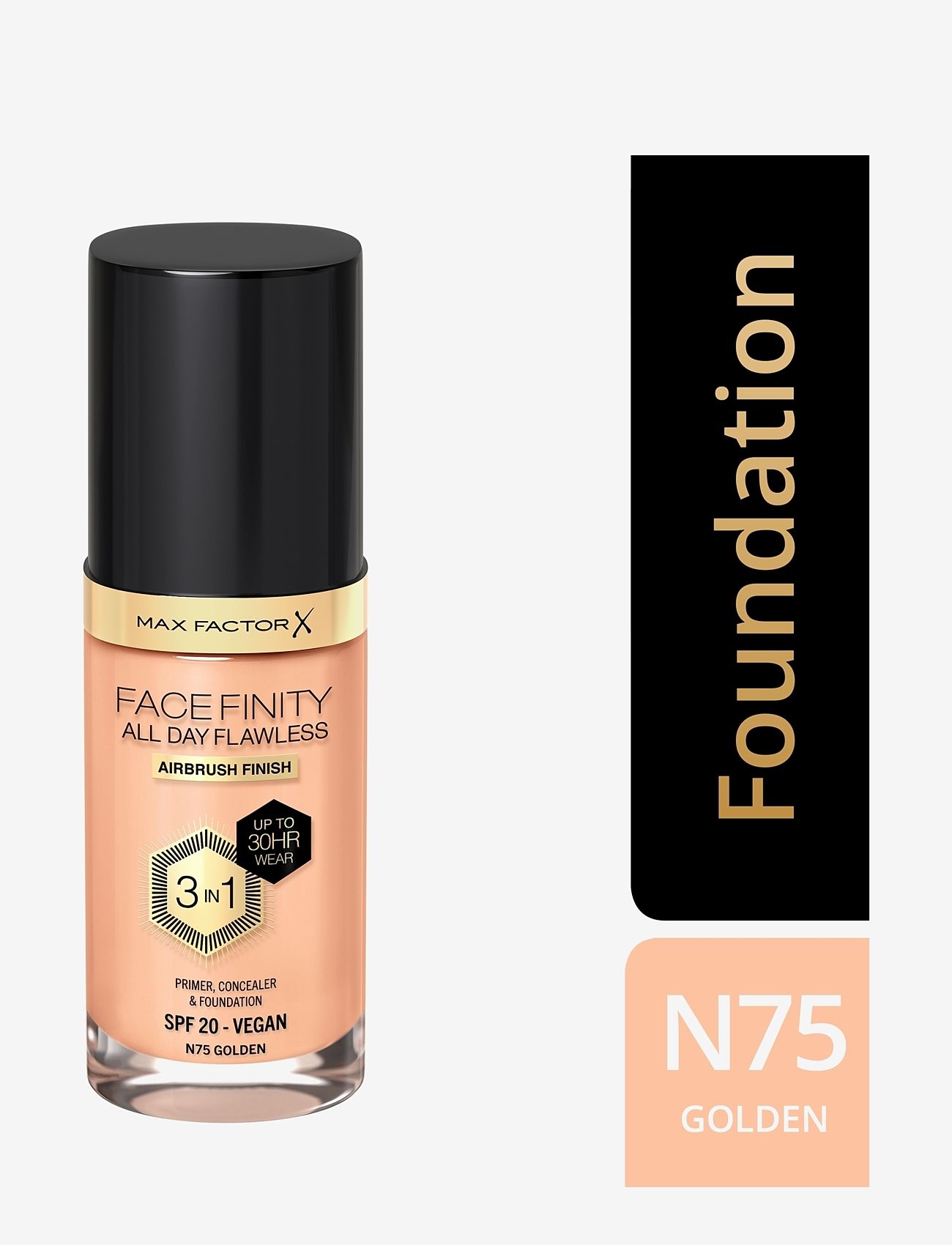 Max Factor - All Day Flawless 3in1 Foundation  75 Golden - makeup - 075 golden - 1