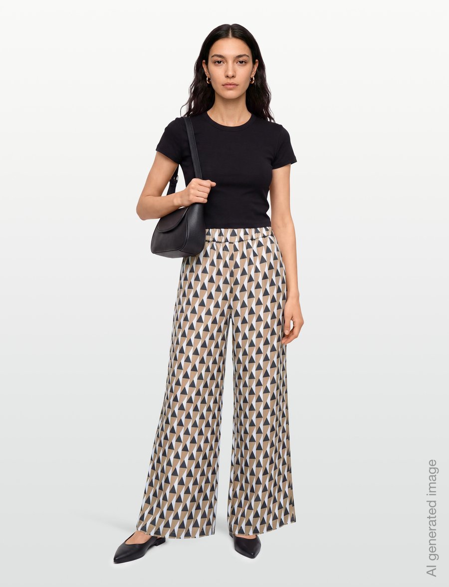 MM by Max Mara - MMLADATTI - hosen mit weitem bein - brown bronze geometric - 0