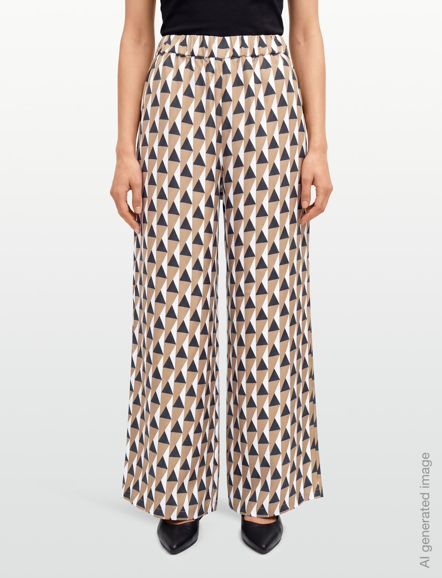 MM by Max Mara - MMLADATTI - hosen mit weitem bein - brown bronze geometric - 3
