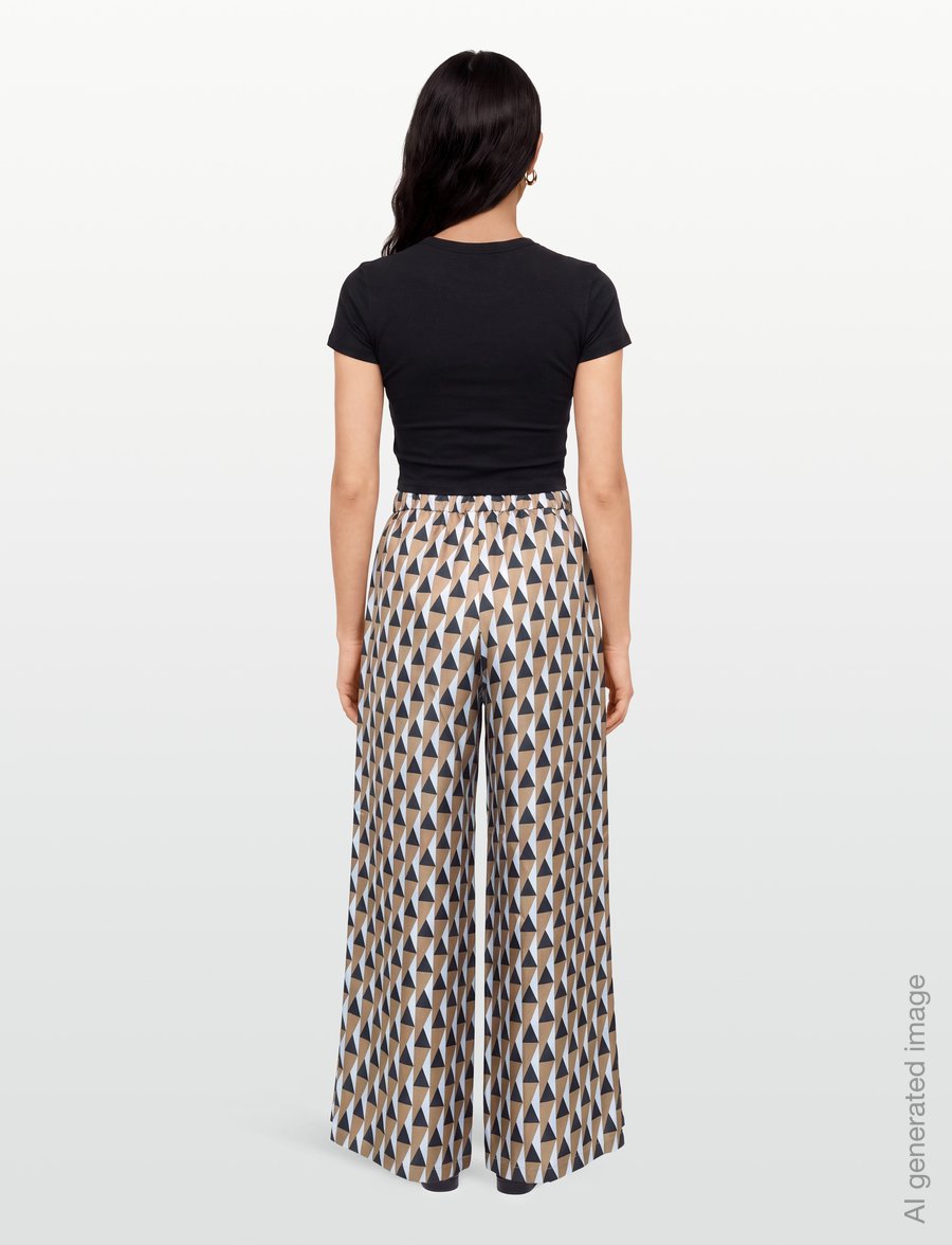 MM by Max Mara - MMLADATTI - hosen mit weitem bein - brown bronze geometric - 4