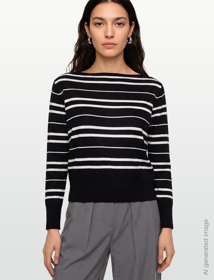 MM by Max Mara - MMLBUTTERFLY - striktrøjer - coffee white striped - 3