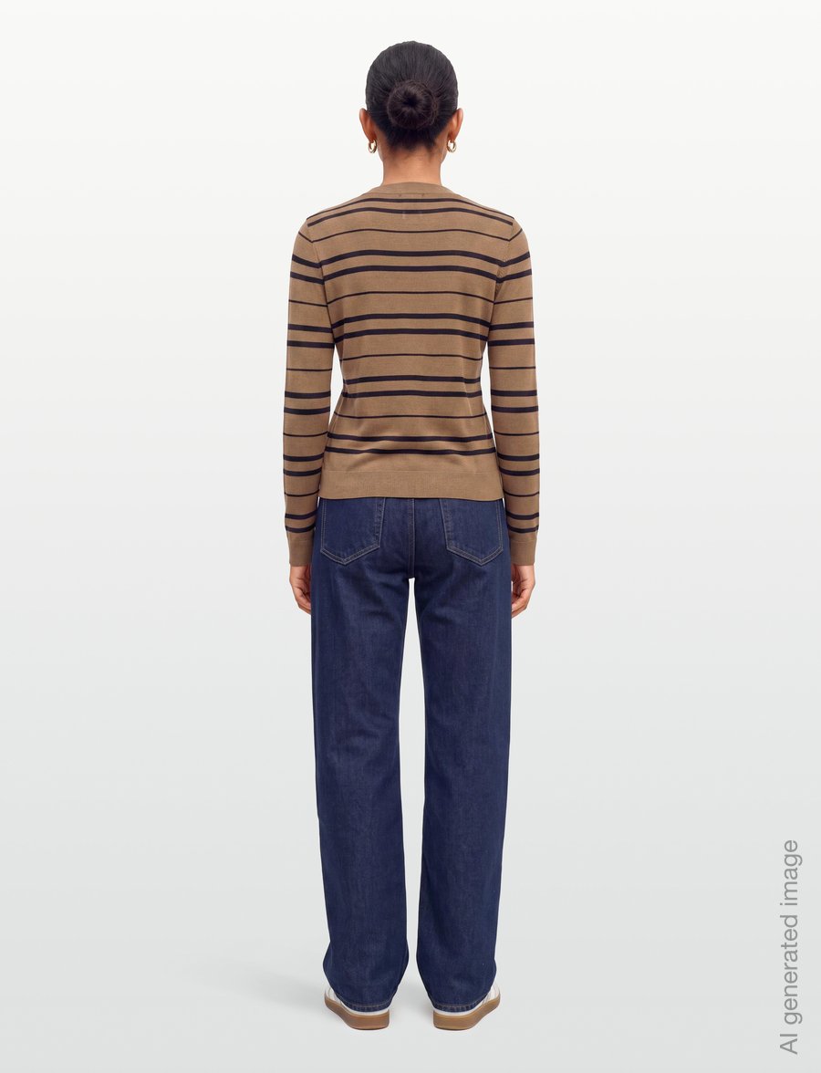 M-M by Max Mara - MMLTEMPO - jumpers - hazelnut brown black striped - 4