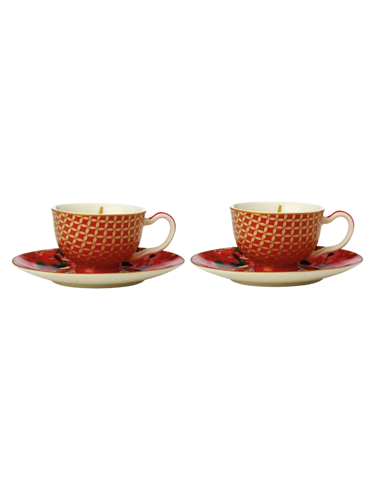 Silk Road Demi cup & saucer Red  2-psc - RED