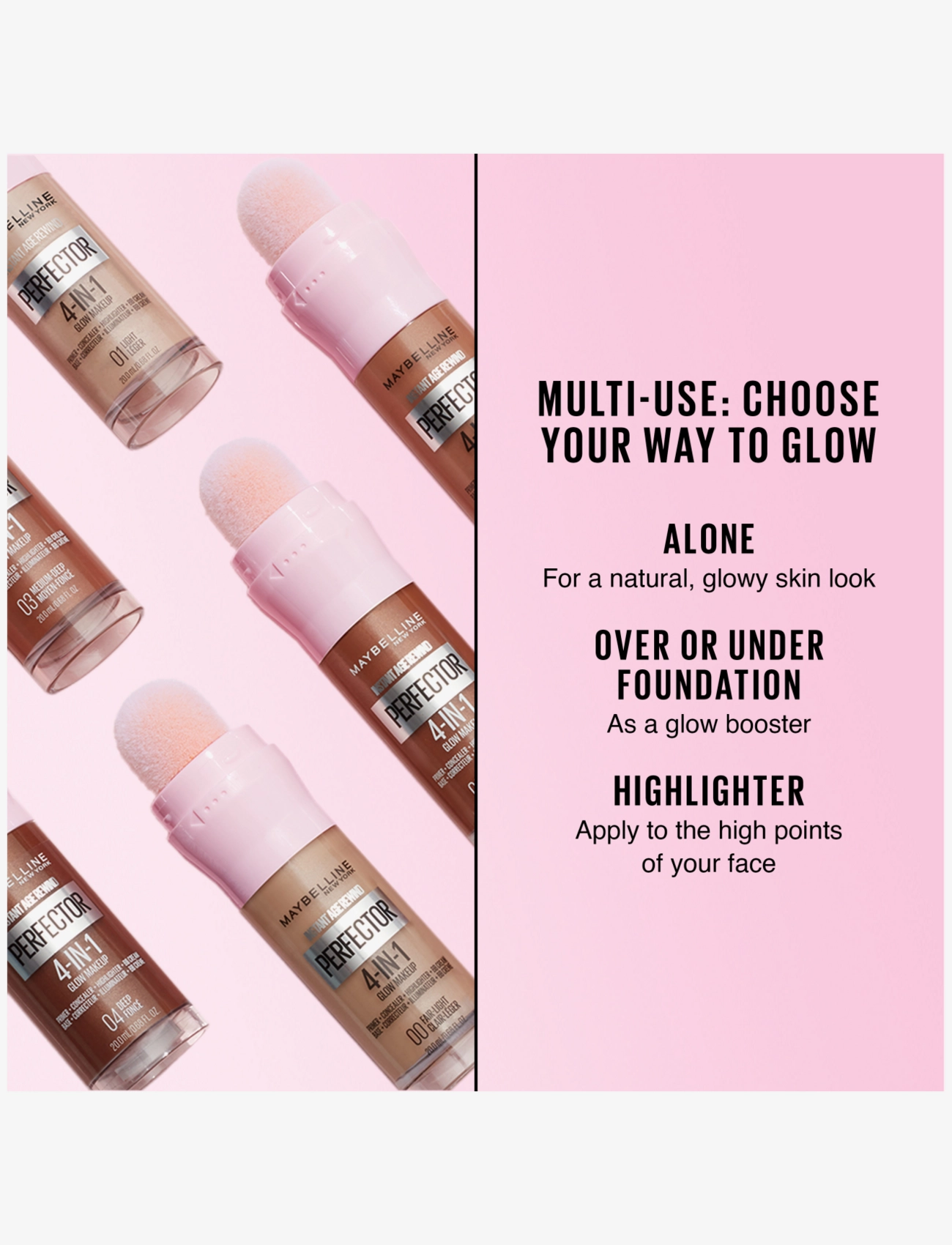 Maybelline - Maybelline New York Instant Perfector Multi-Use Glow Liquid Makeup 04 Deep 20ml - sminke - deep - 3