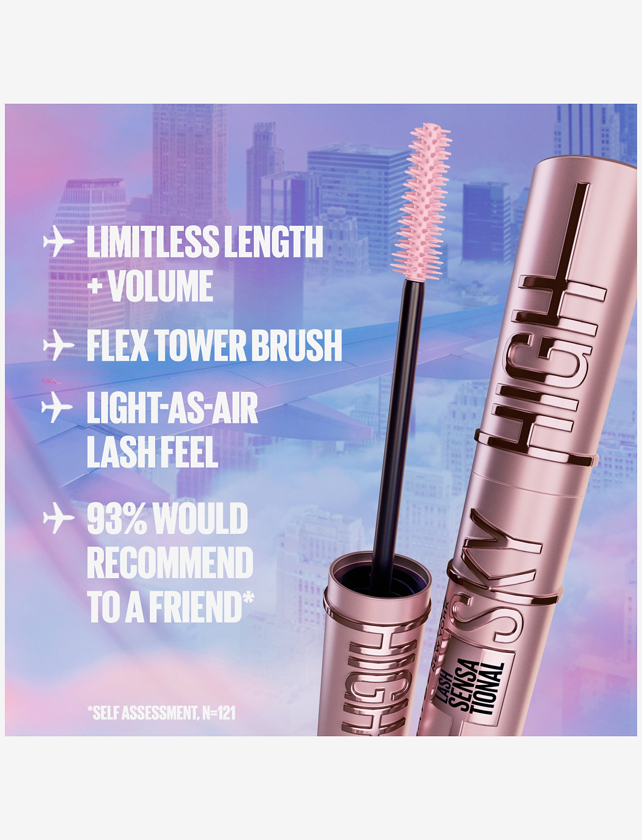 Maybelline - Maybelline New York, Lash Sensational, Sky High, Mascara, Burgundy Haze, 7.2ml - makeup - burgundy haze - 3