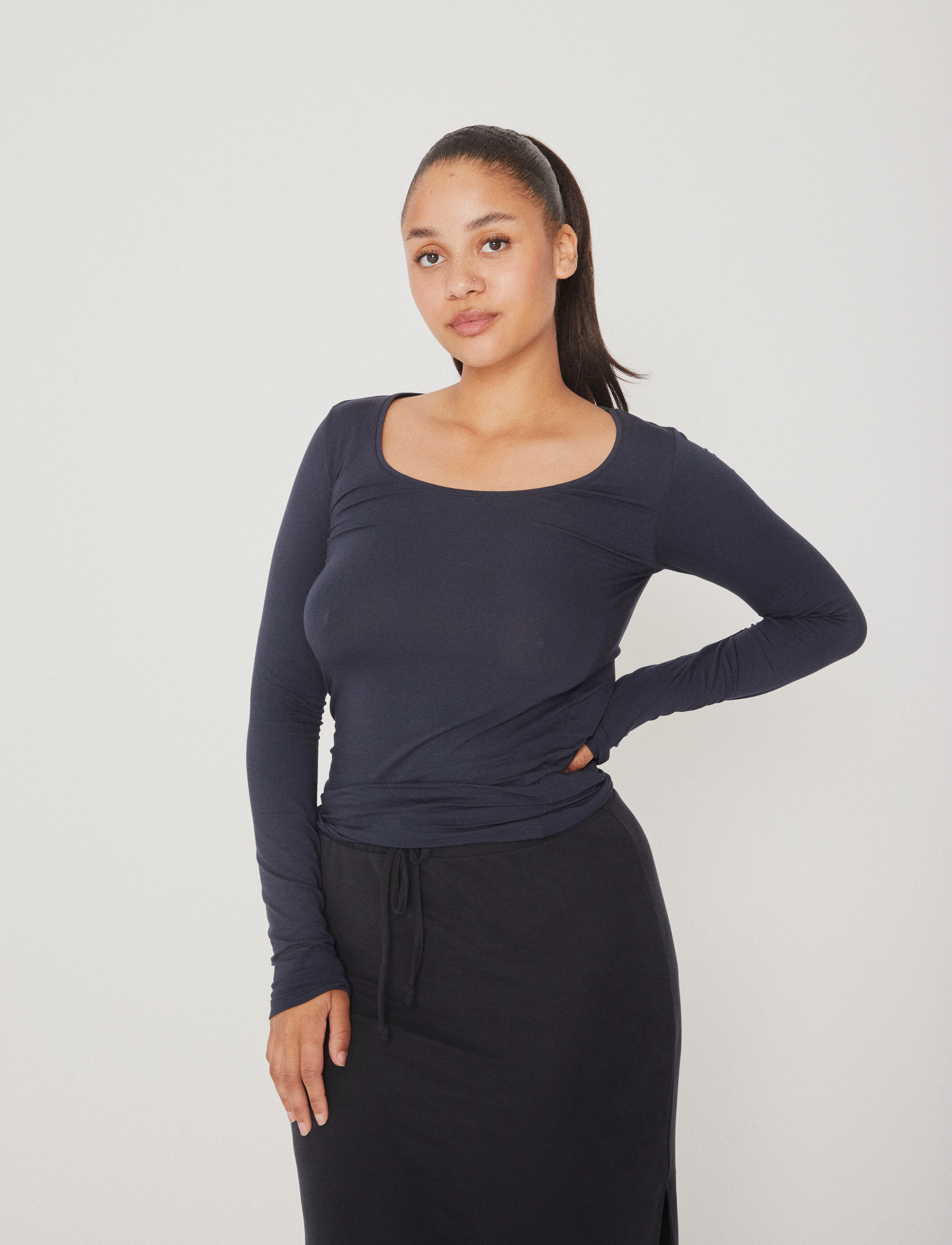 mbyM Anna, XS, Navy, T-Shirts & Toppe > Langærmede, Dame