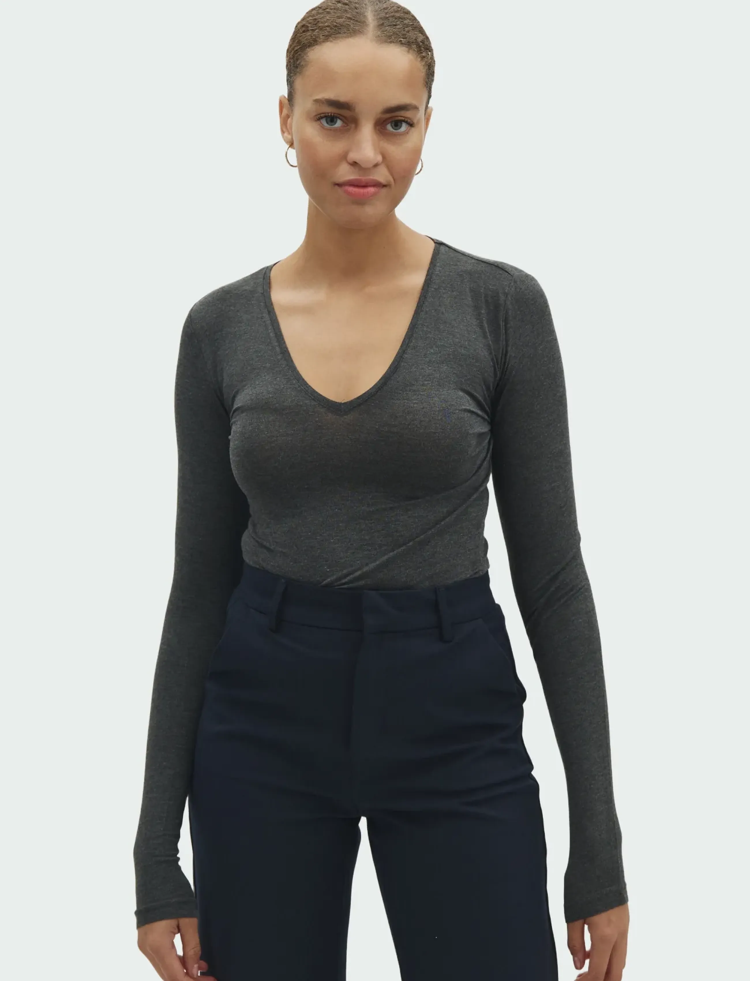 MBYM - Vanna - långärmade toppar - dark grey melange - 0