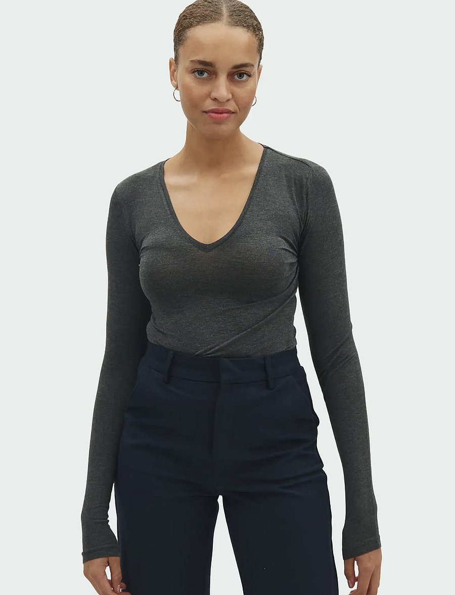 MBYM - Vanna - långärmade toppar - dark grey melange - 0
