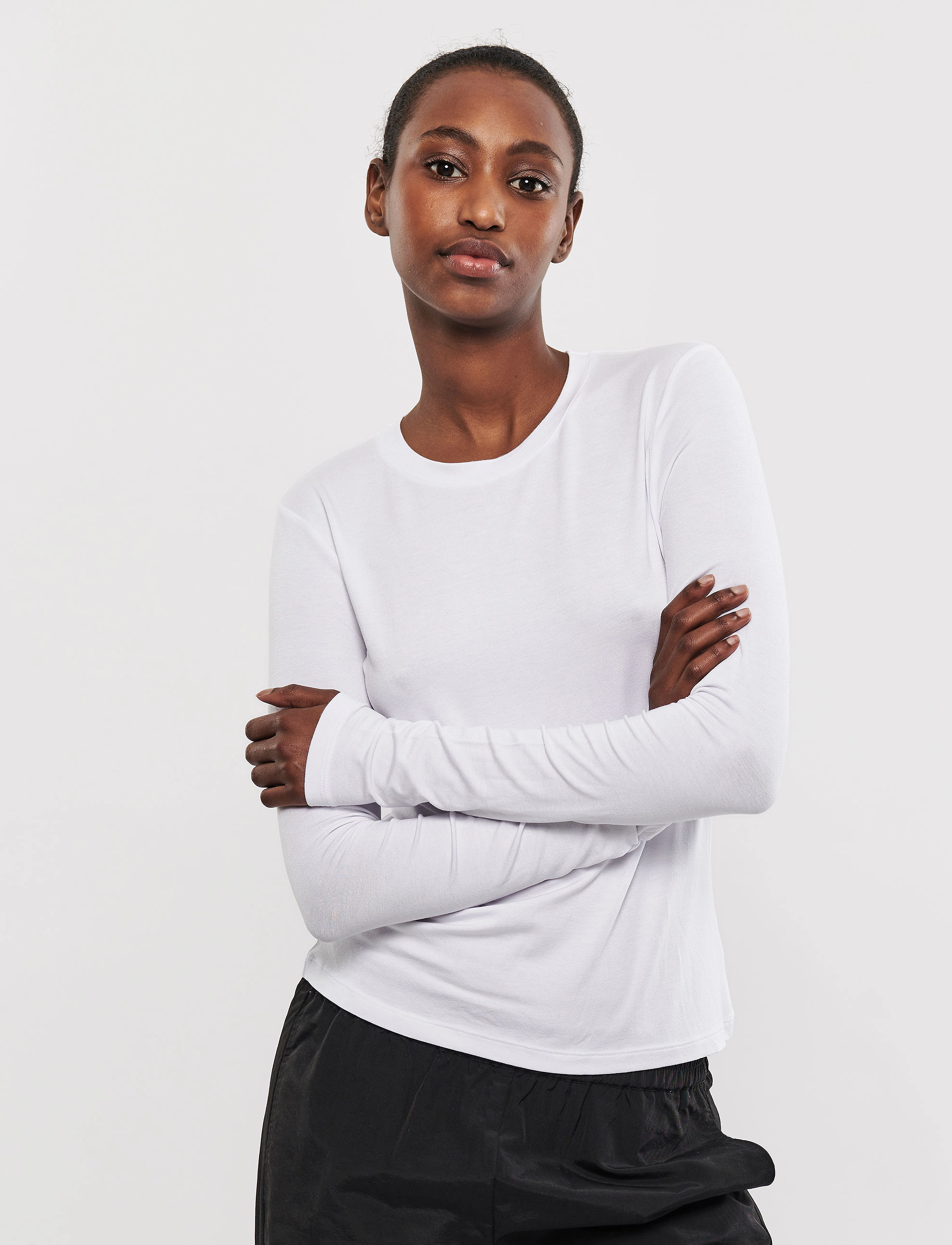 mbyM Christina-M, L, White, T-Shirts & Toppe > Langærmede, Dame