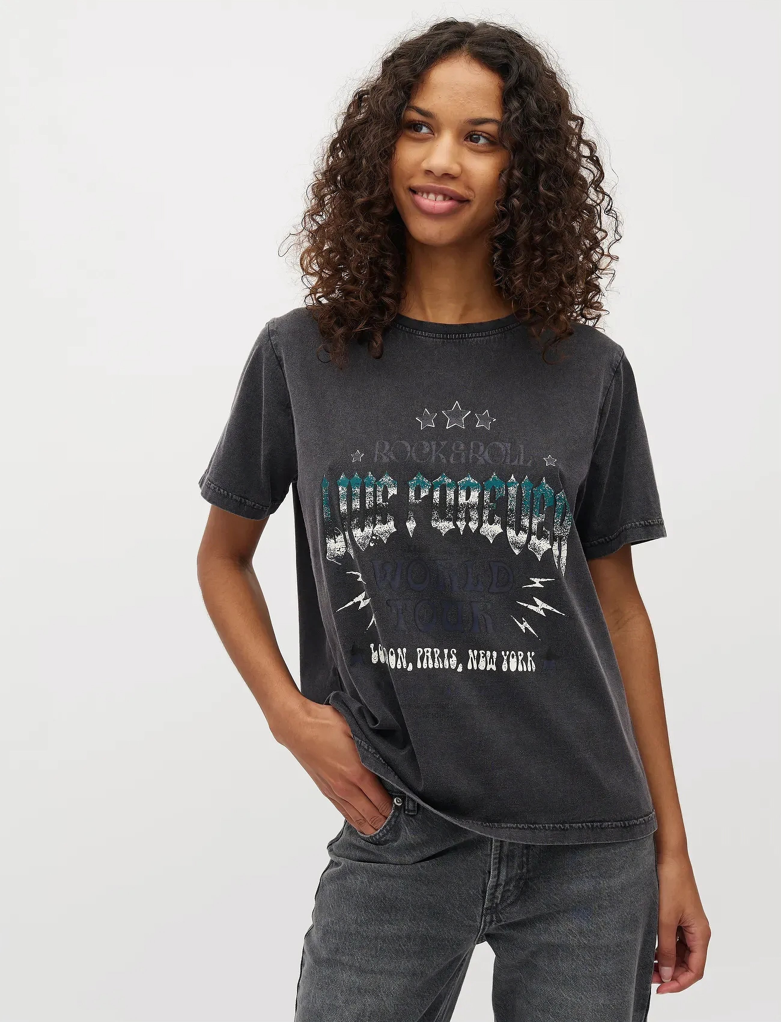 mbyM Live Forever-M, S, Black, T-Shirts & Toppe > Kortærmede, Dame
