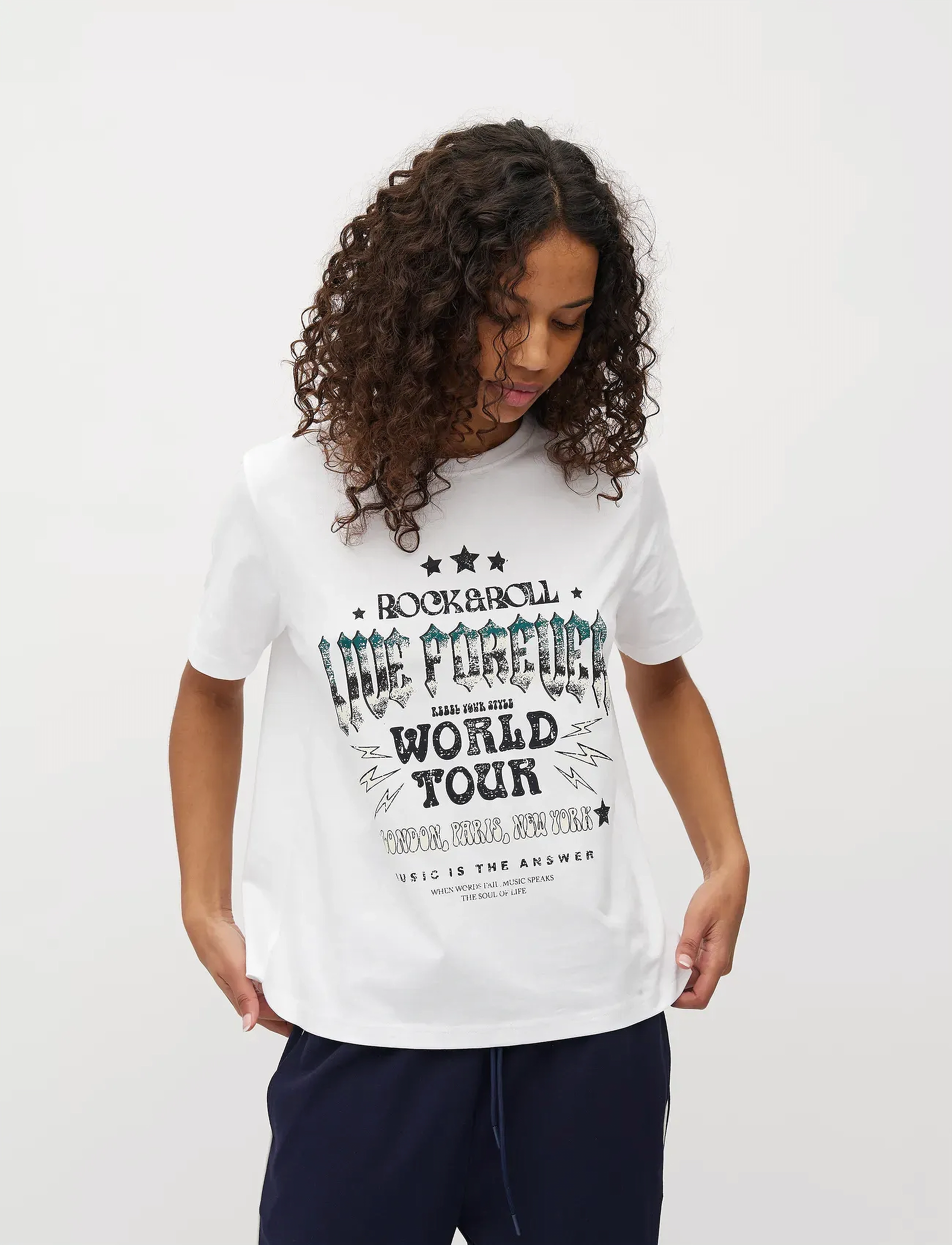 mbyM Live Forever-M, L, White, T-Shirts & Toppe > Kortærmede, Dame