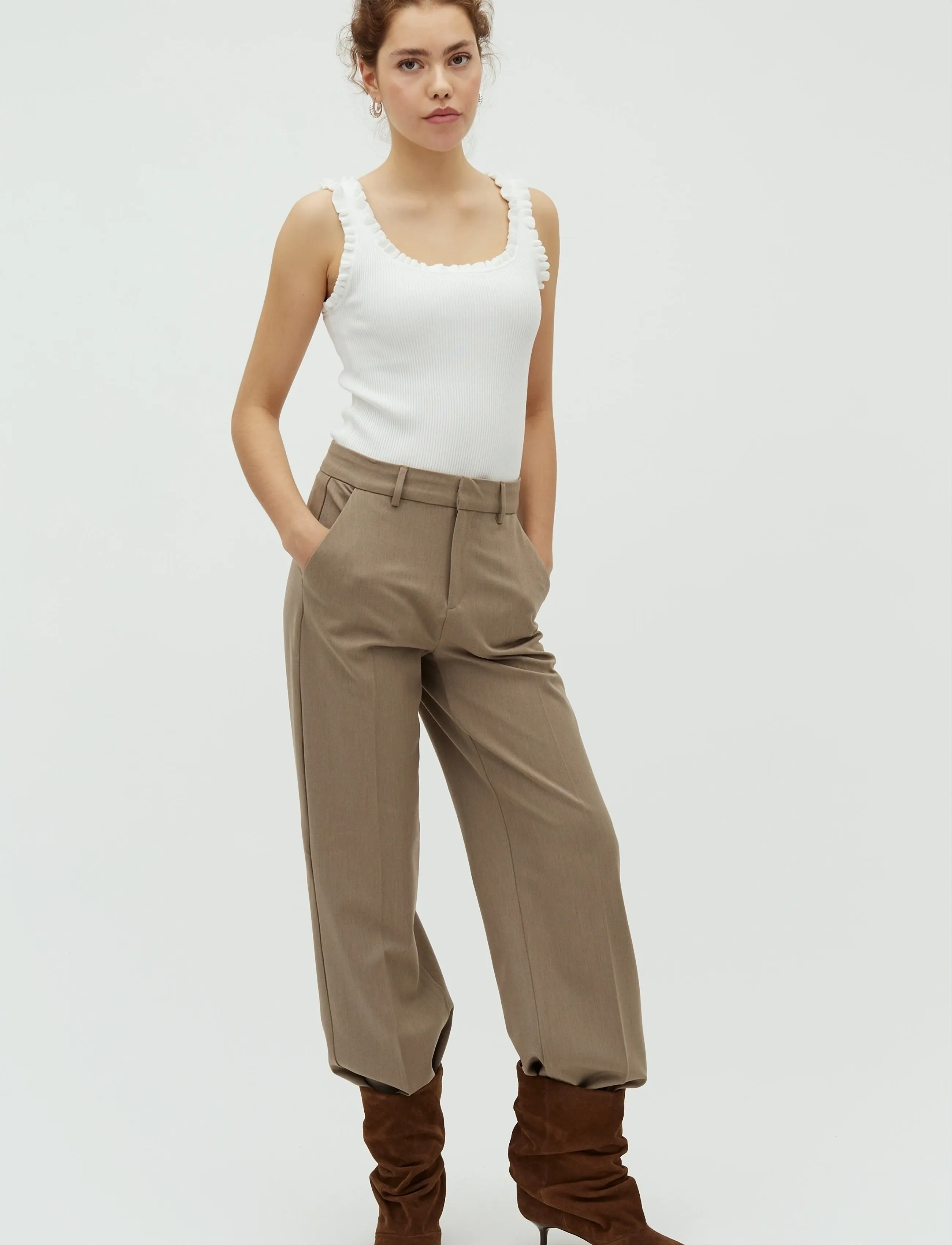 mbyM Lucy-M - Kelnės - TIMBER WOLF MEL. / beige