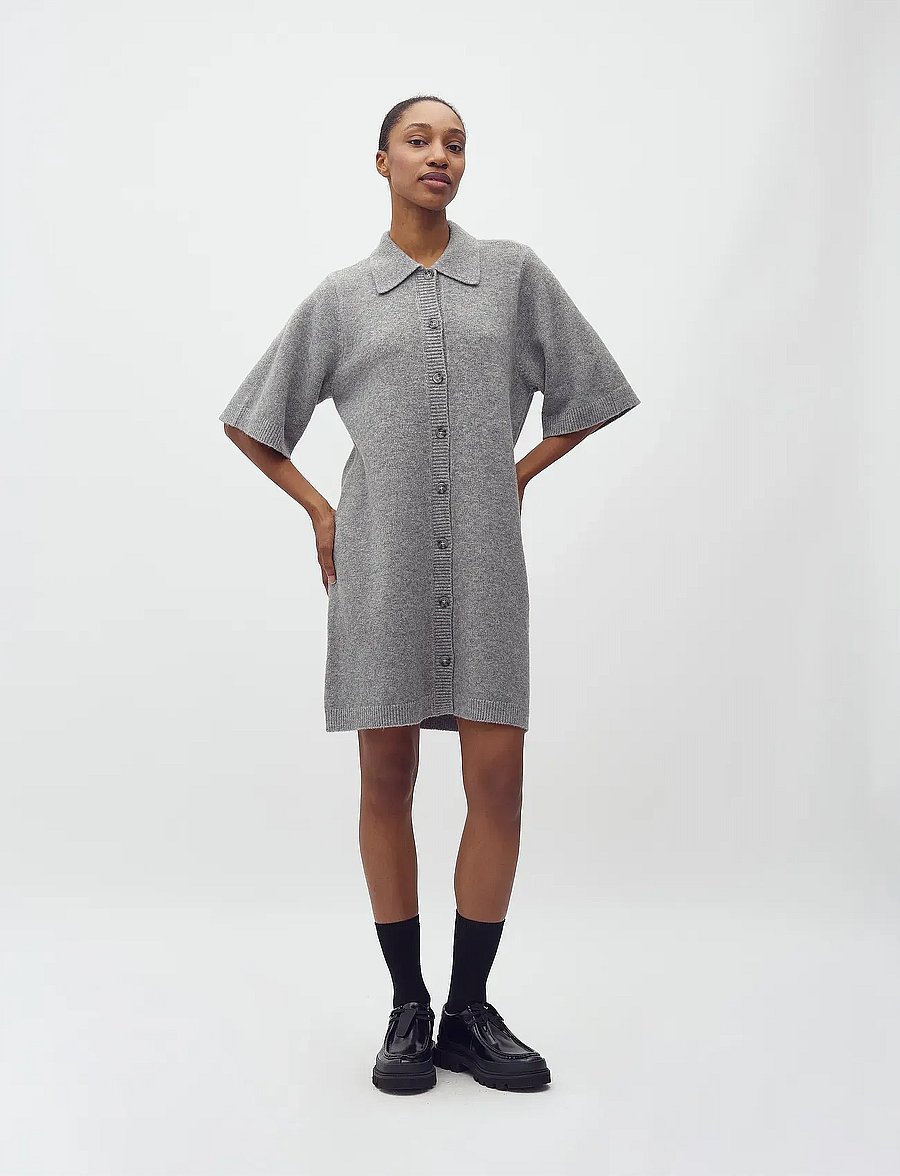 mbyM - Biman-M - stickade klänningar - medium grey melange - 0