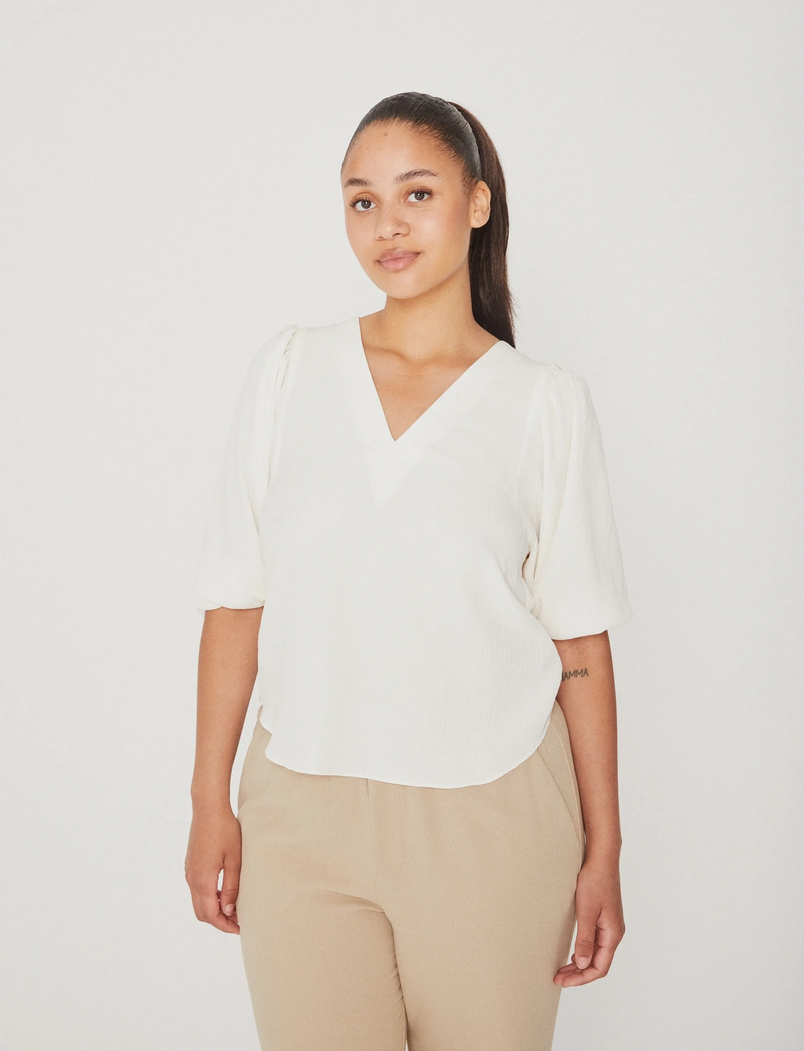 MBYM Antoni, Damen, Puffärmelbluse, Weiß, Gr.S