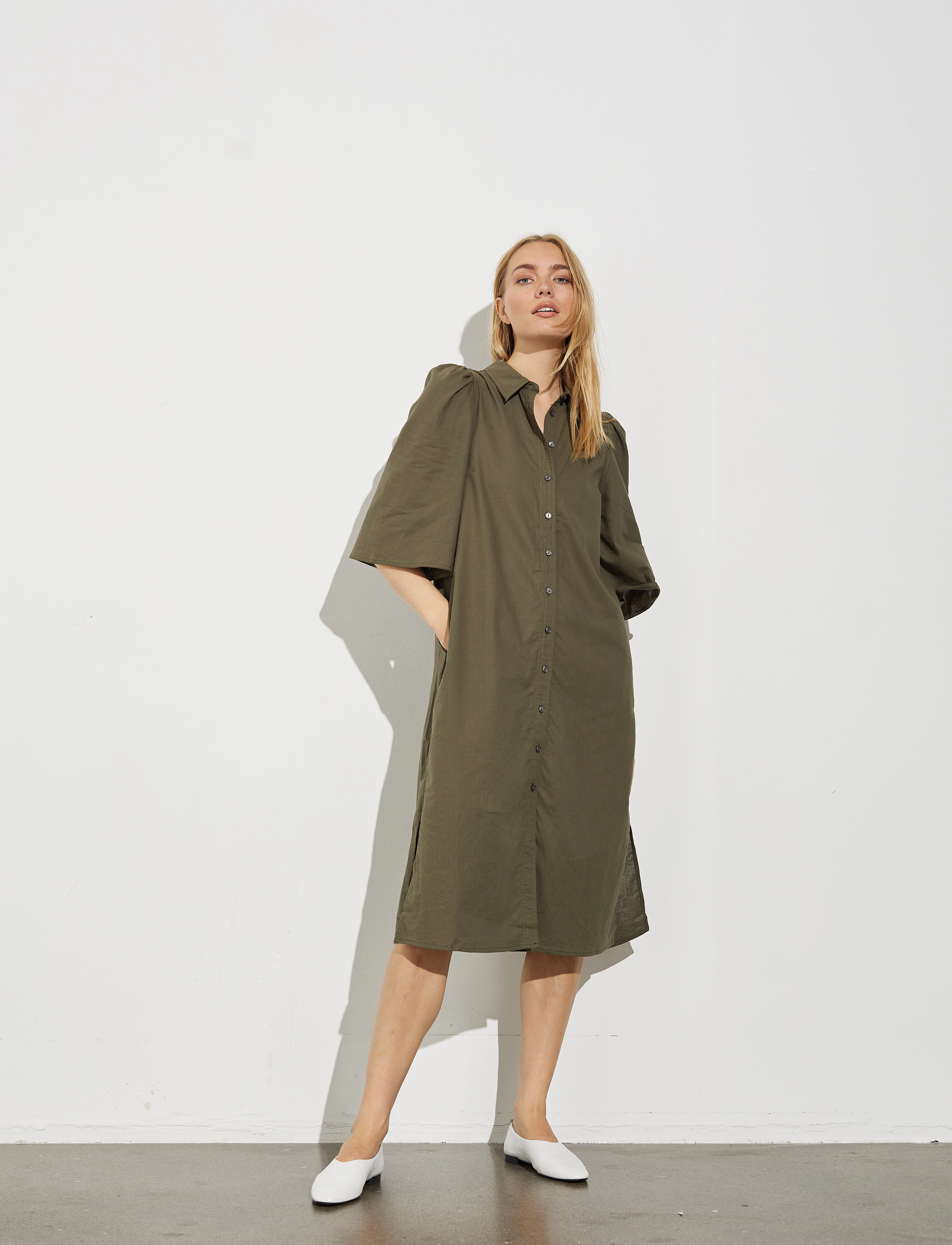 mbyM Akoto-M - Jurken - DUSTY OLIVE / khaki/green