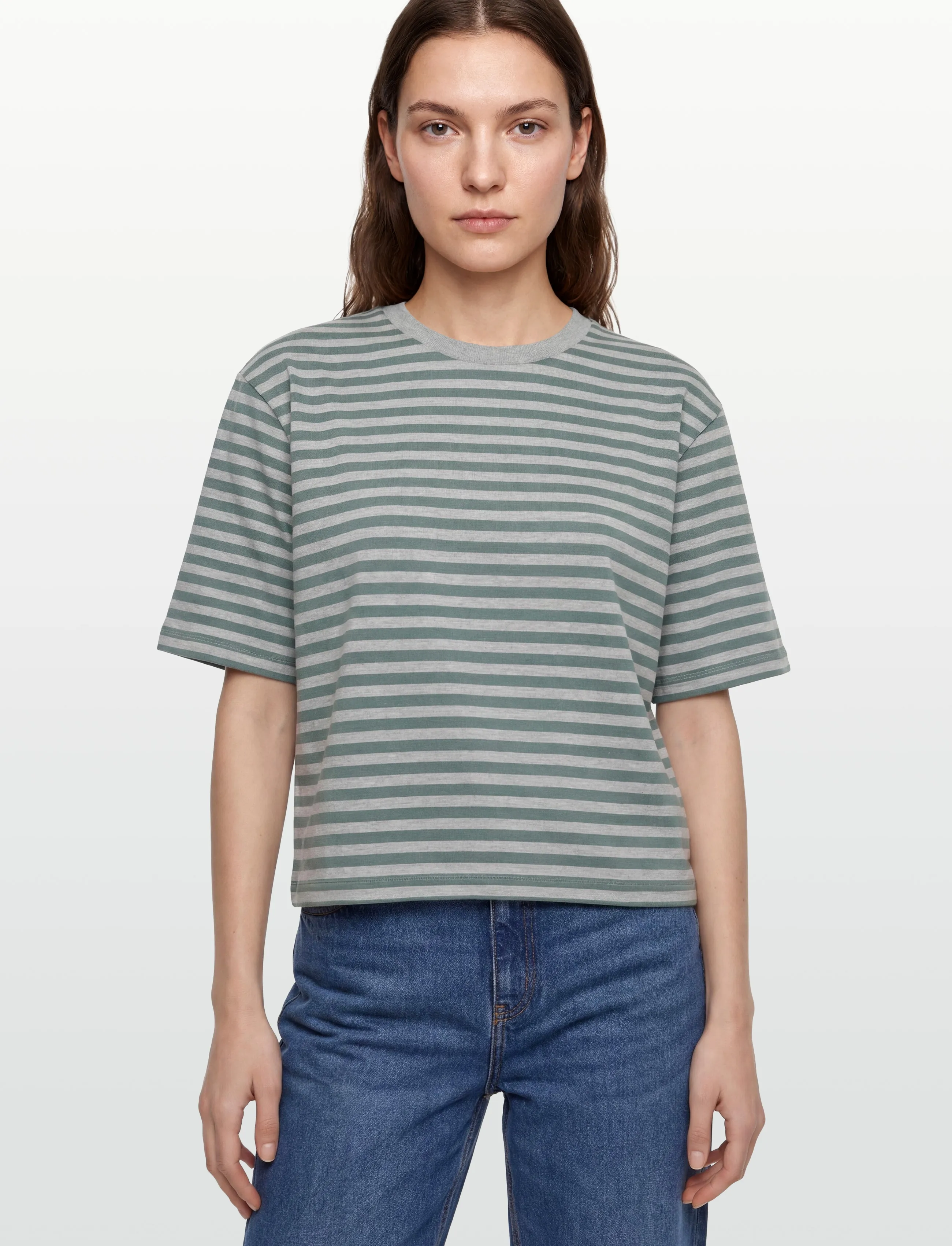 mbyM - Emrys-M - t-shirts - grass grey mel stripe - 3
