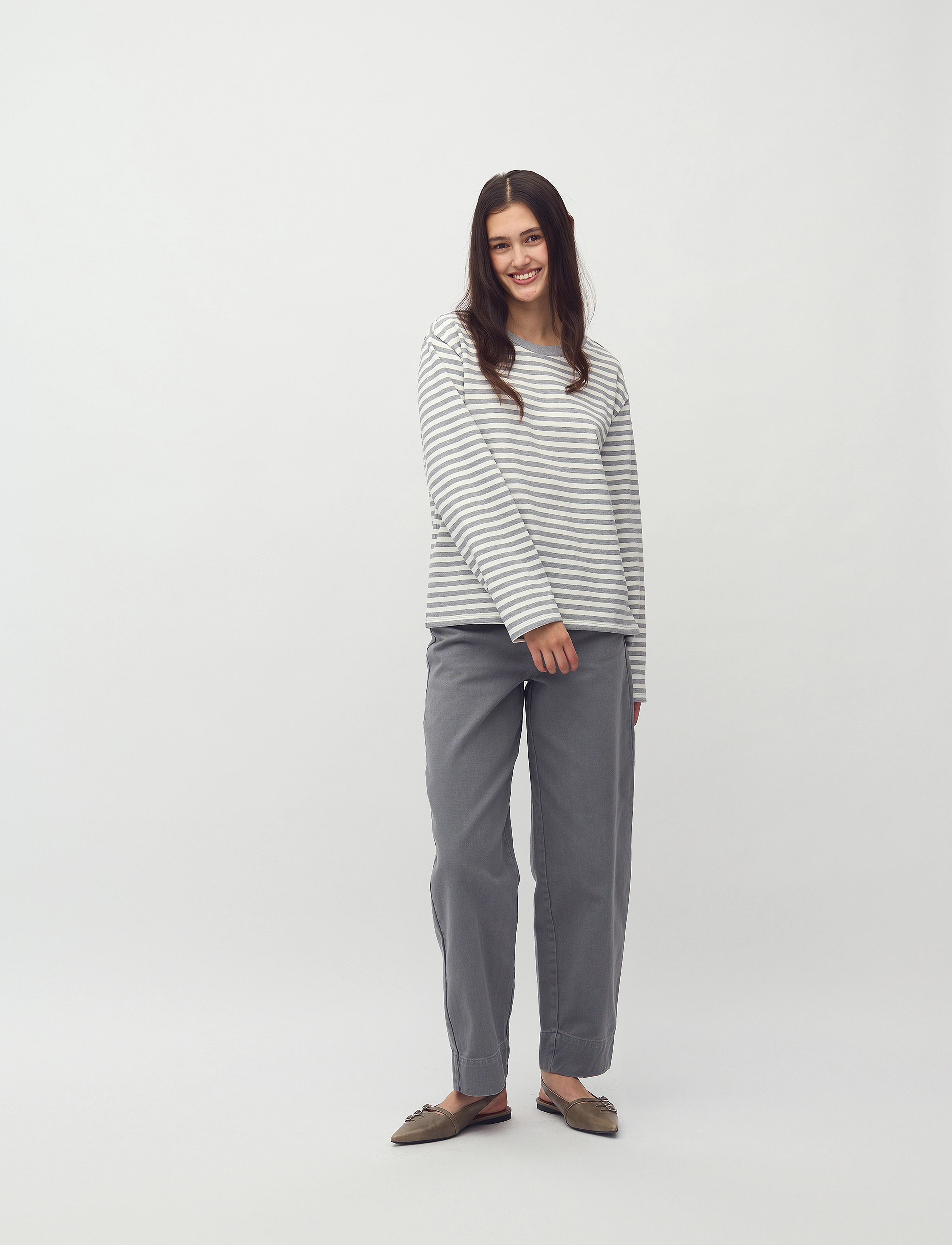 mbyM - Celia-M - langärmlige tops - grey mel sugar stripe - 3