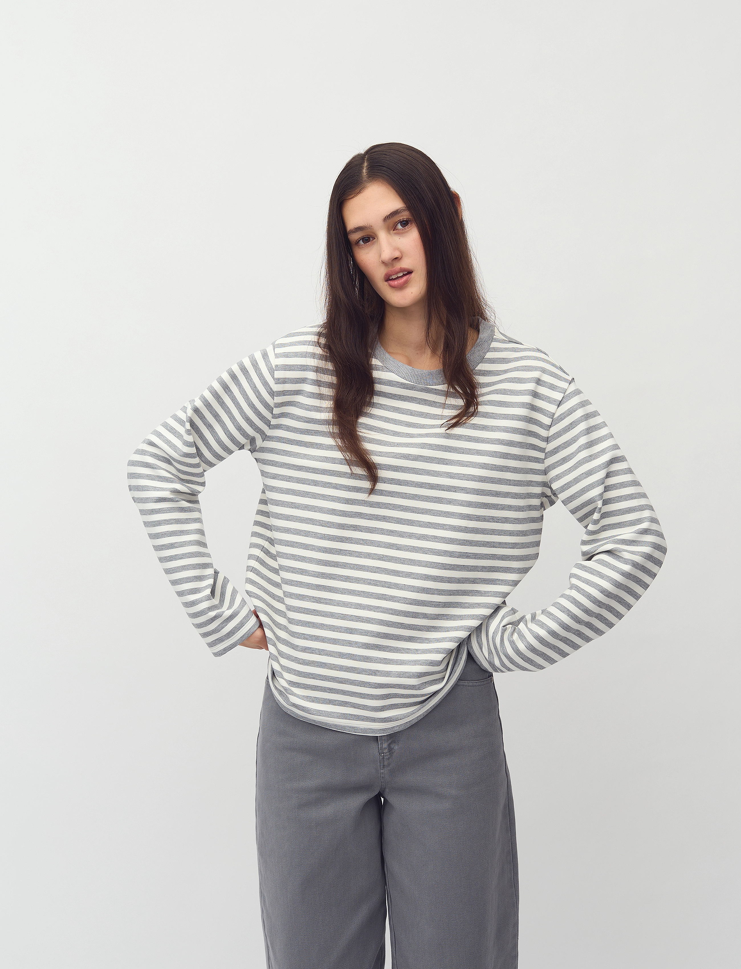 mbyM - Celia-M - langärmlige tops - grey mel sugar stripe - 4
