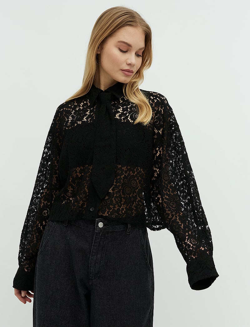 mbyM - Emele Tie-M - långärmade skjortor - black - 0