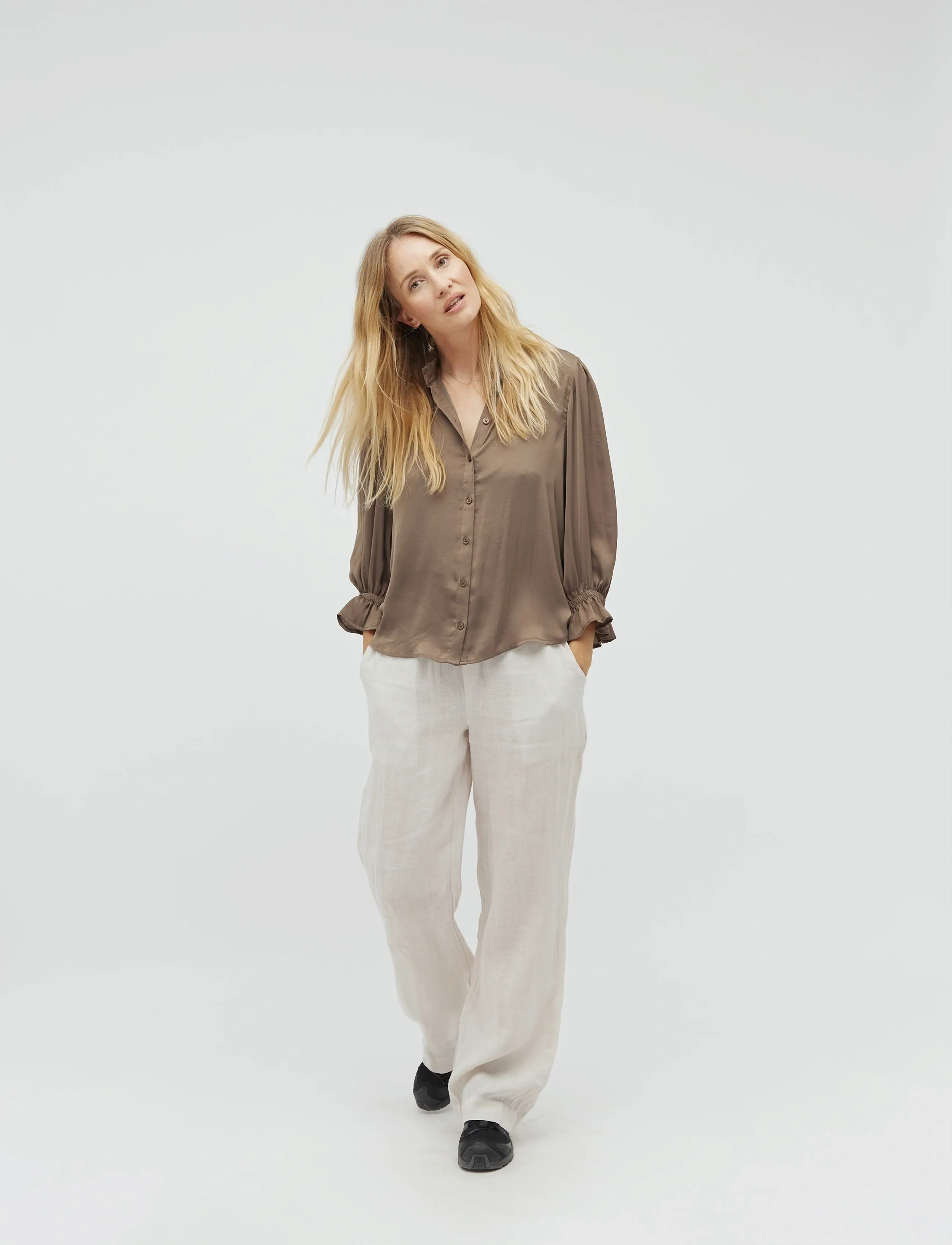 mbyM Phillipa-M, S, Beige, Bukser > Bukser I Hør, Dame