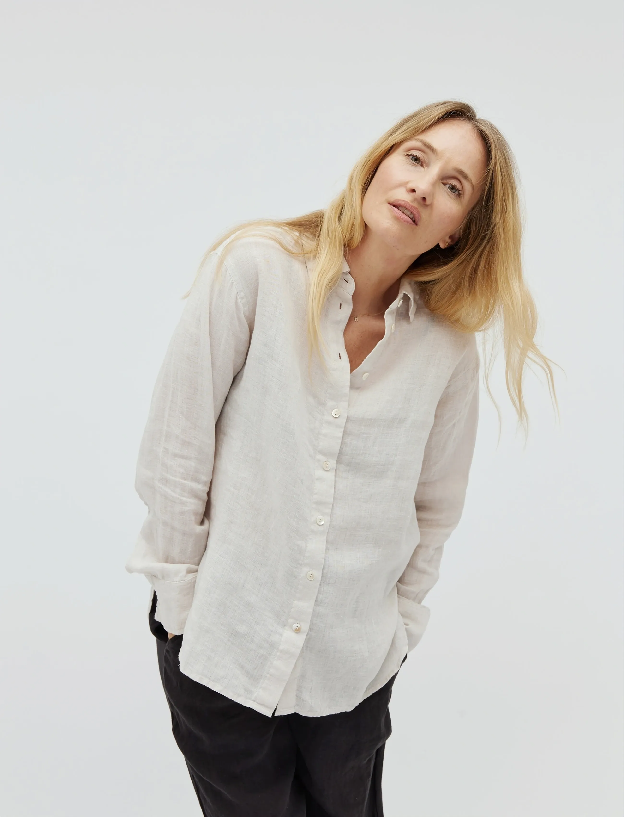 mbyM Katana-M - Leinenhemden - GREY SAND / beige