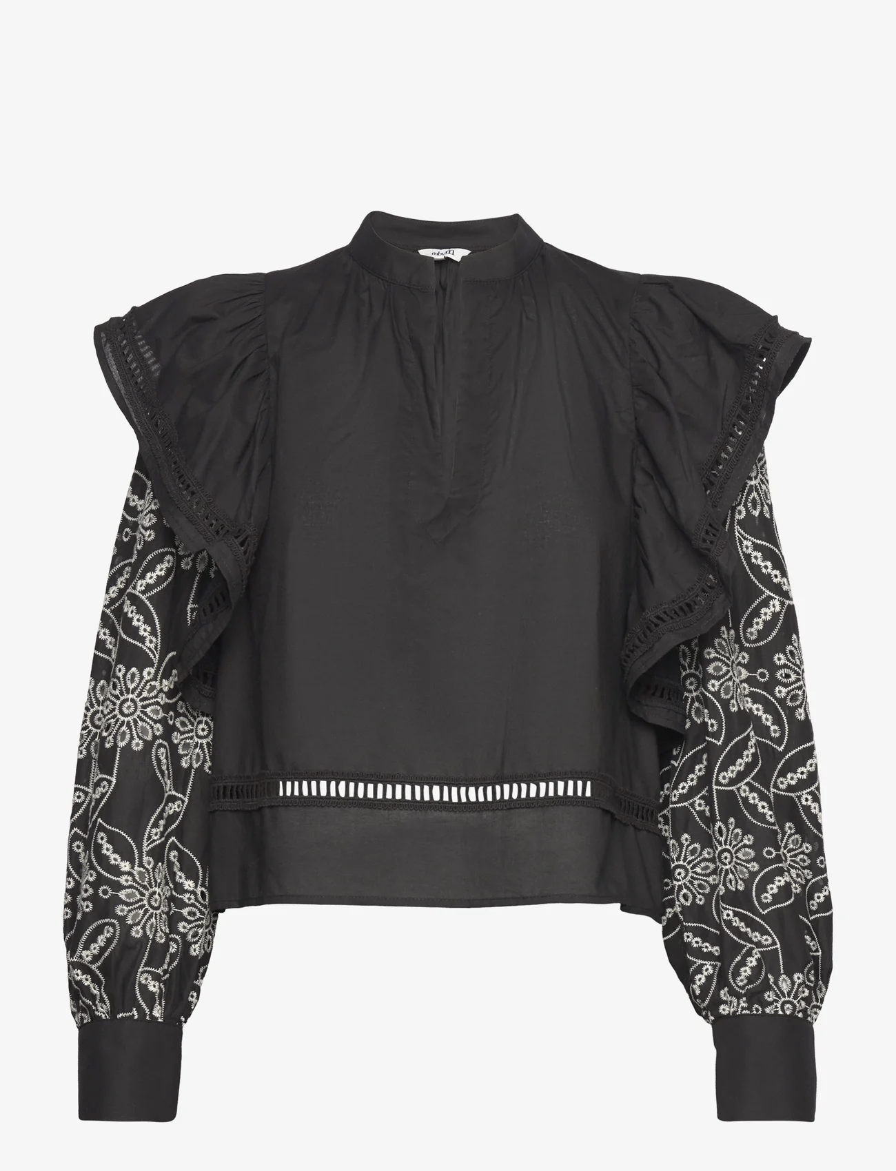 mbyM - Raylan-M - langärmlige blusen - black white embroidery - 0
