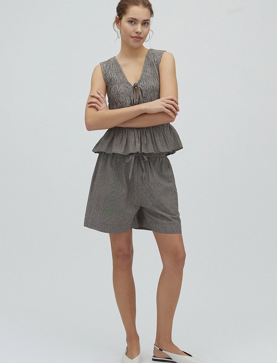 mbyM - Meris-M - casual shorts - java white stripe - 0