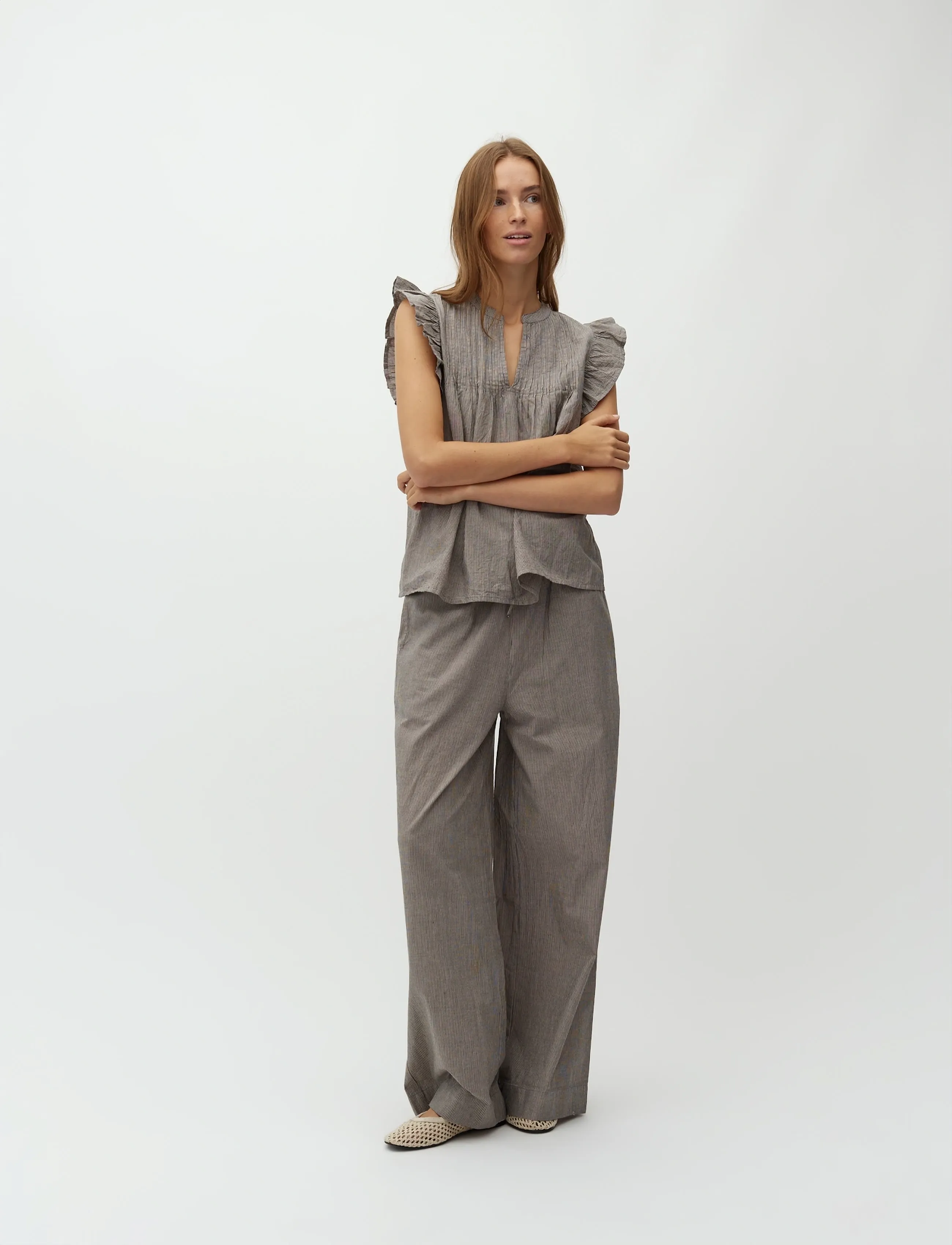 mbyM Gemala-M - Bluser - JAVA WHITE STRIPE / grey
