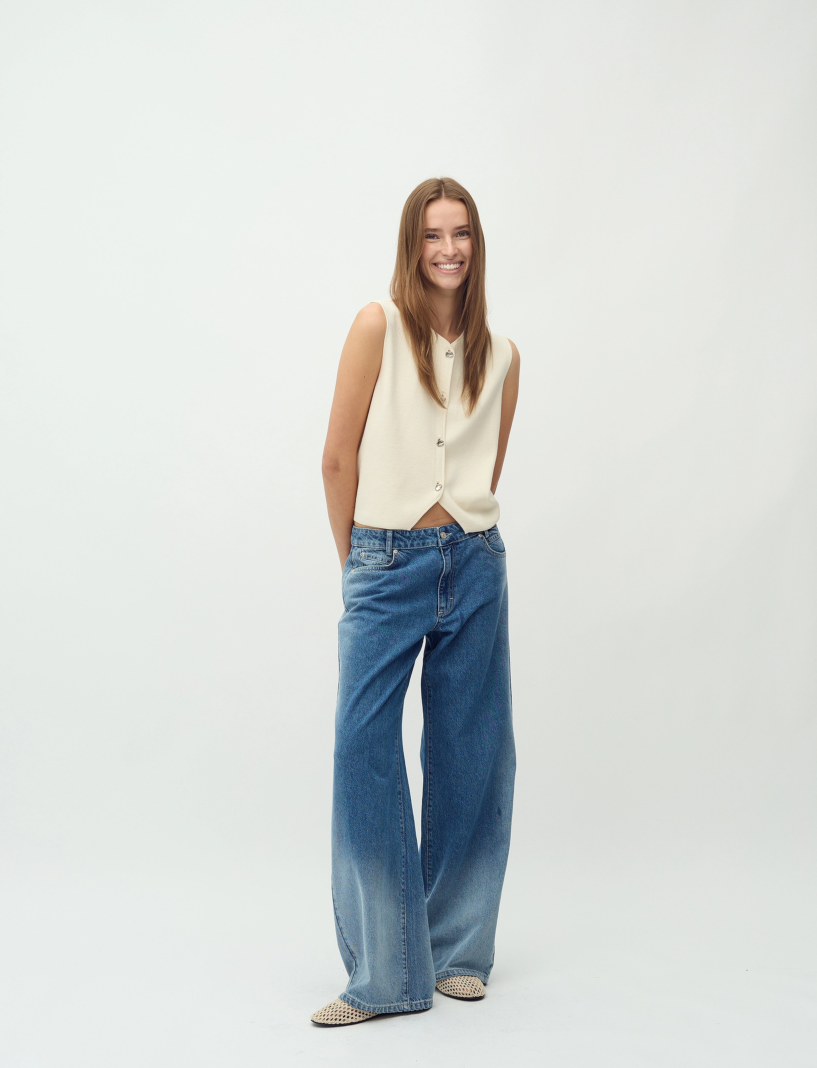 mbyM - Pyras-M - džinsa bikses ar platām starām - fading denim wash - 4