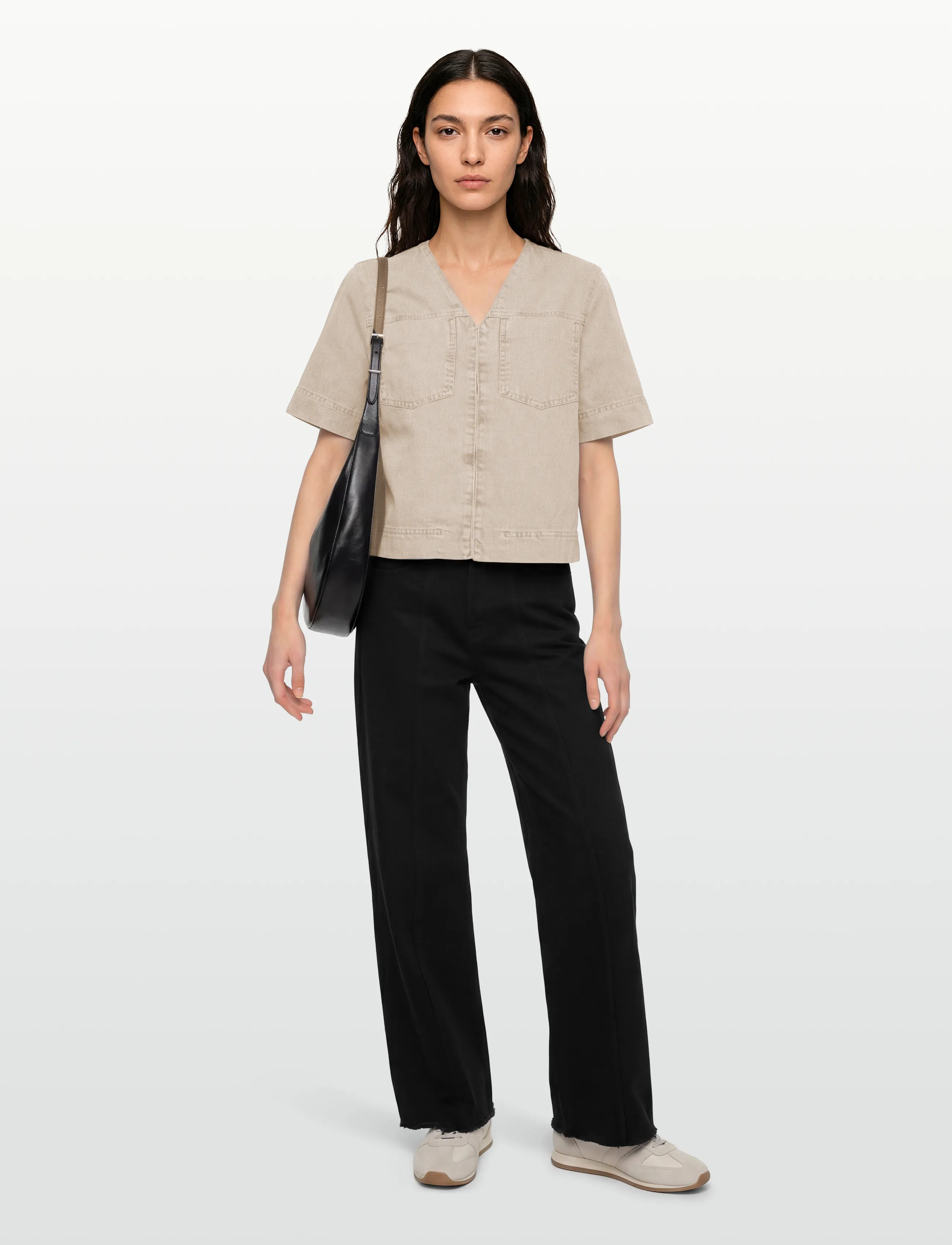 mbyM - Reela-M - short-sleeved shirts - beige washed denim - 0