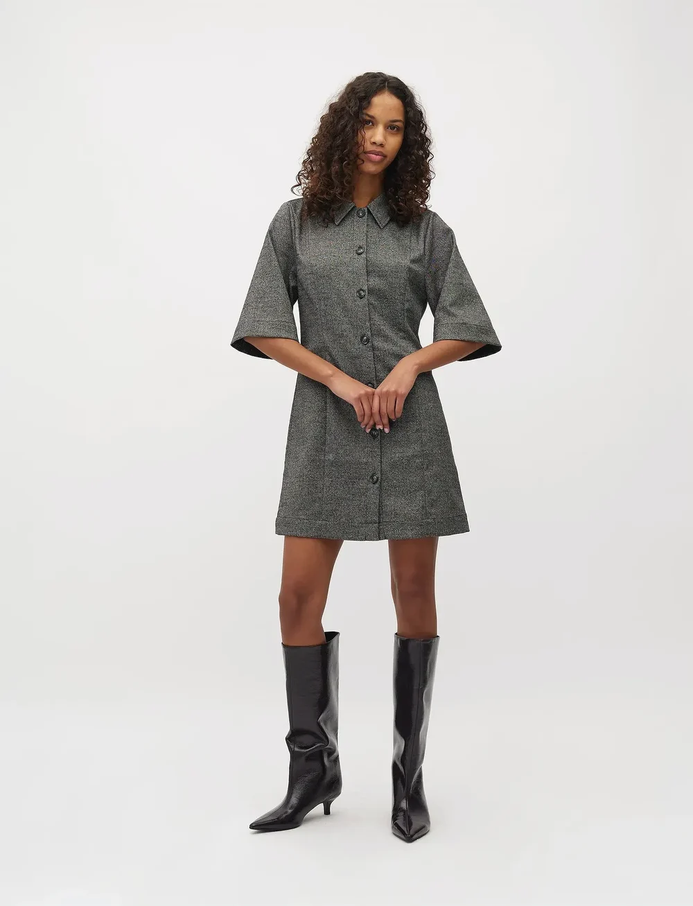 mbyM - Kalira-M - shirt dresses - charcoal melange - 0