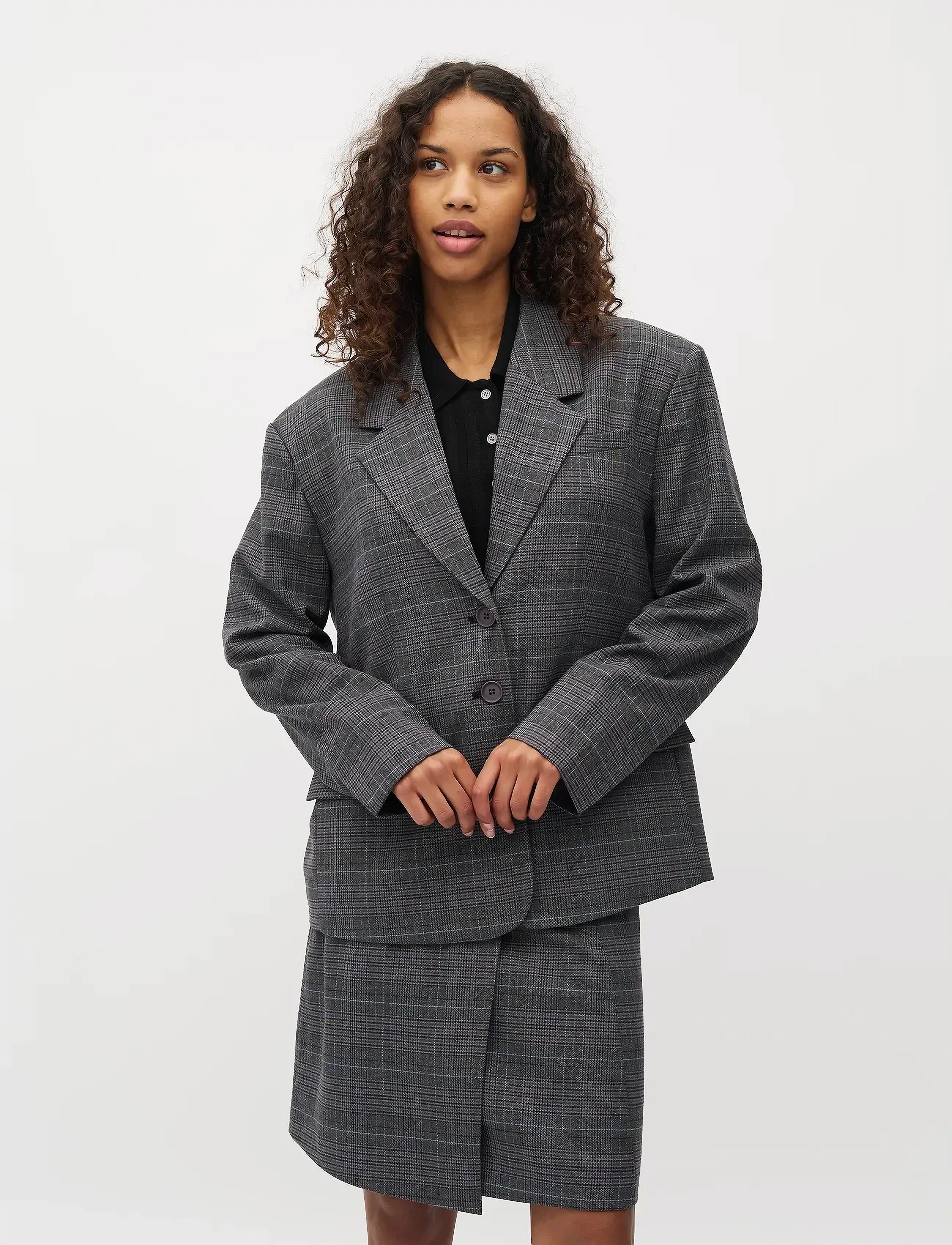 mbyM - Nivanne-M - enkeltradede blazere - grey check - 3