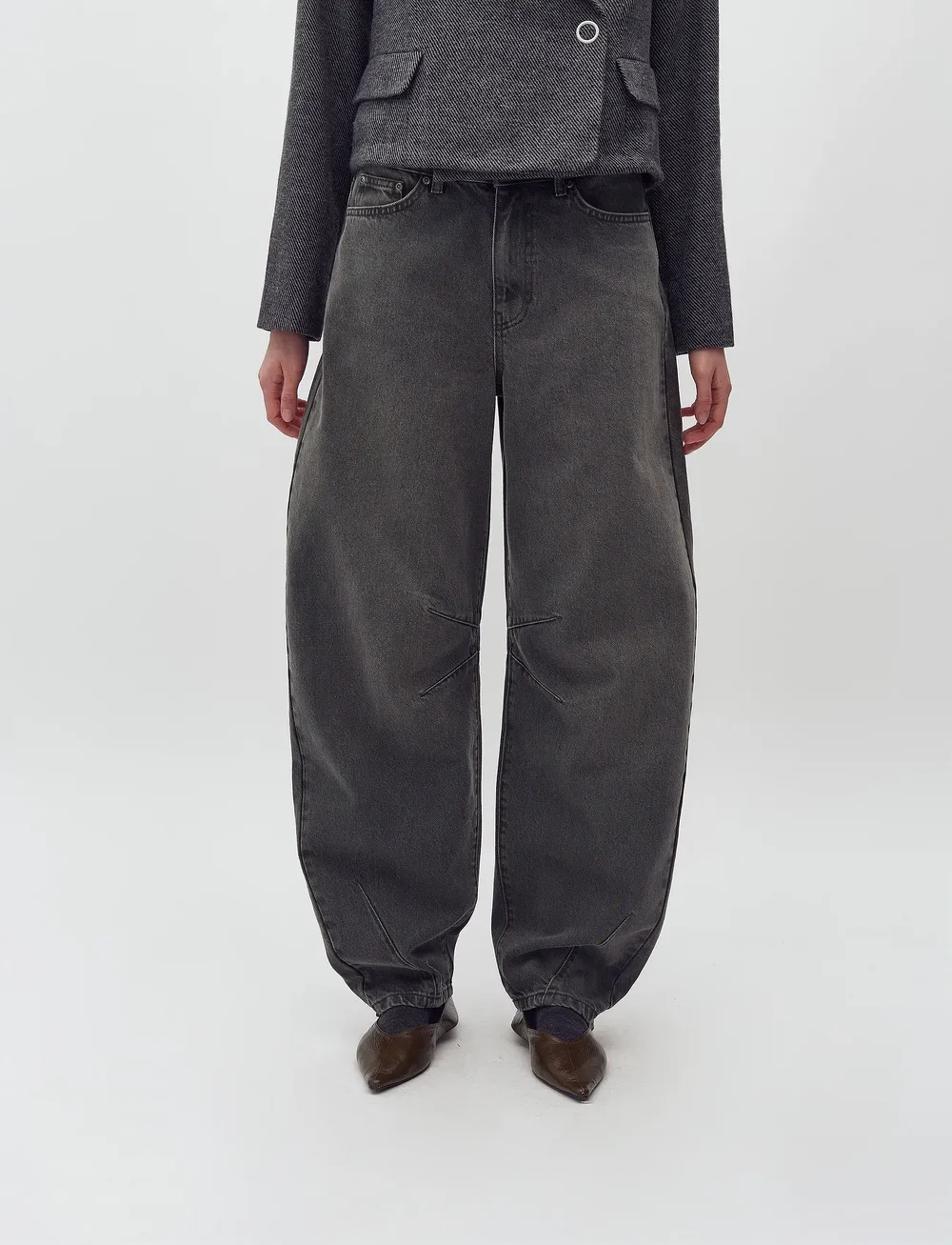 mbyM - Barina-M - wide leg jeans - khaki green wash - 0