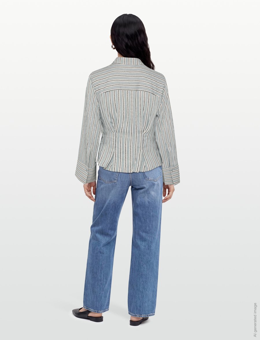 mbyM - Kalana-M - långärmade skjortor - smoke blue kleo stripe - 4