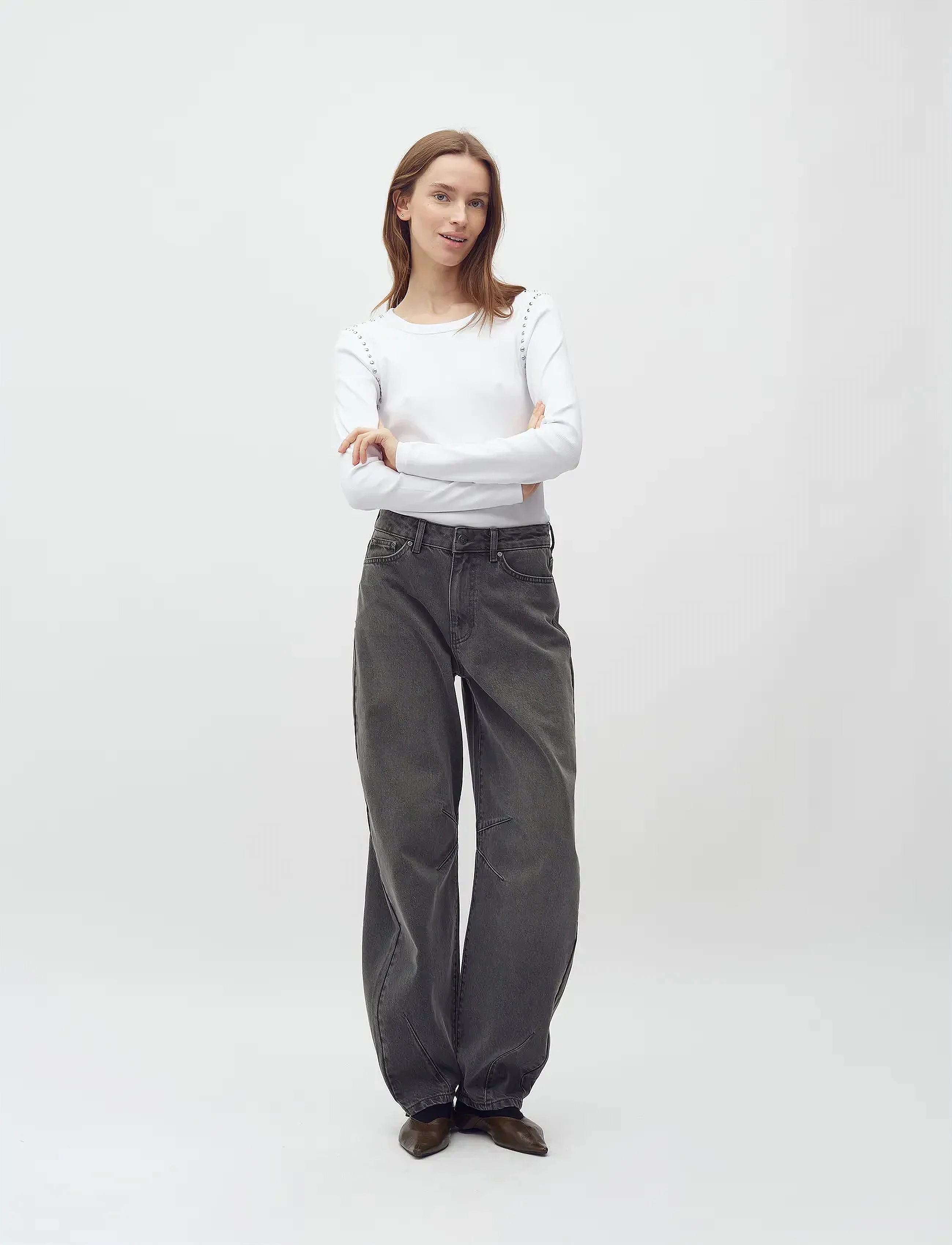 mbyM Otis Ls-M, L, White, T-Shirts & Toppe > Langærmede, Dame