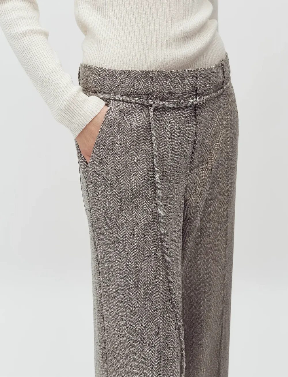 mbyM - Kammia-M - straight leg trousers - pepper grey melange - 4