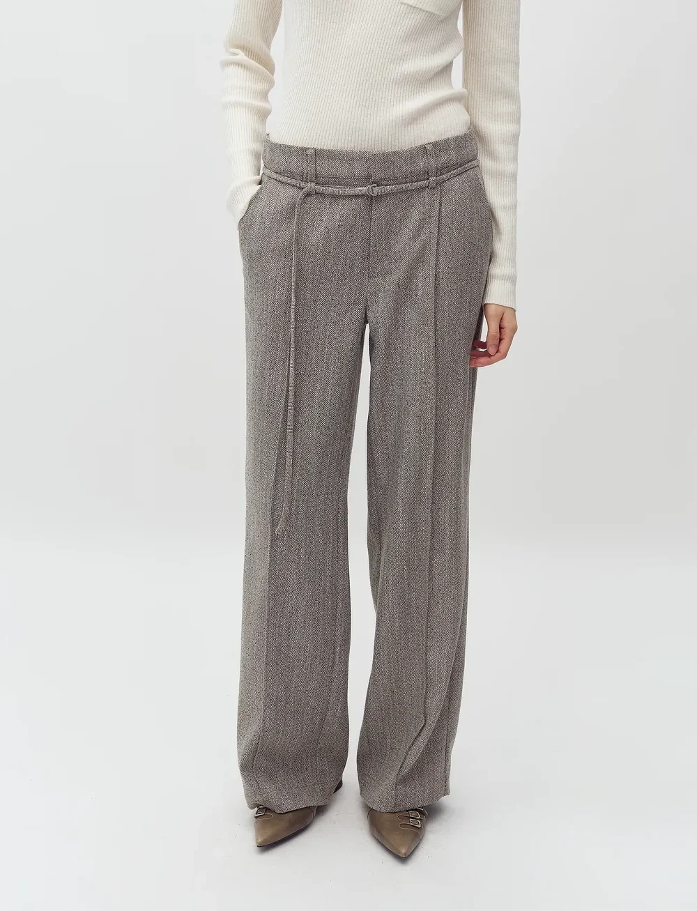 mbyM - Kammia-M - straight leg trousers - pepper grey melange - 5