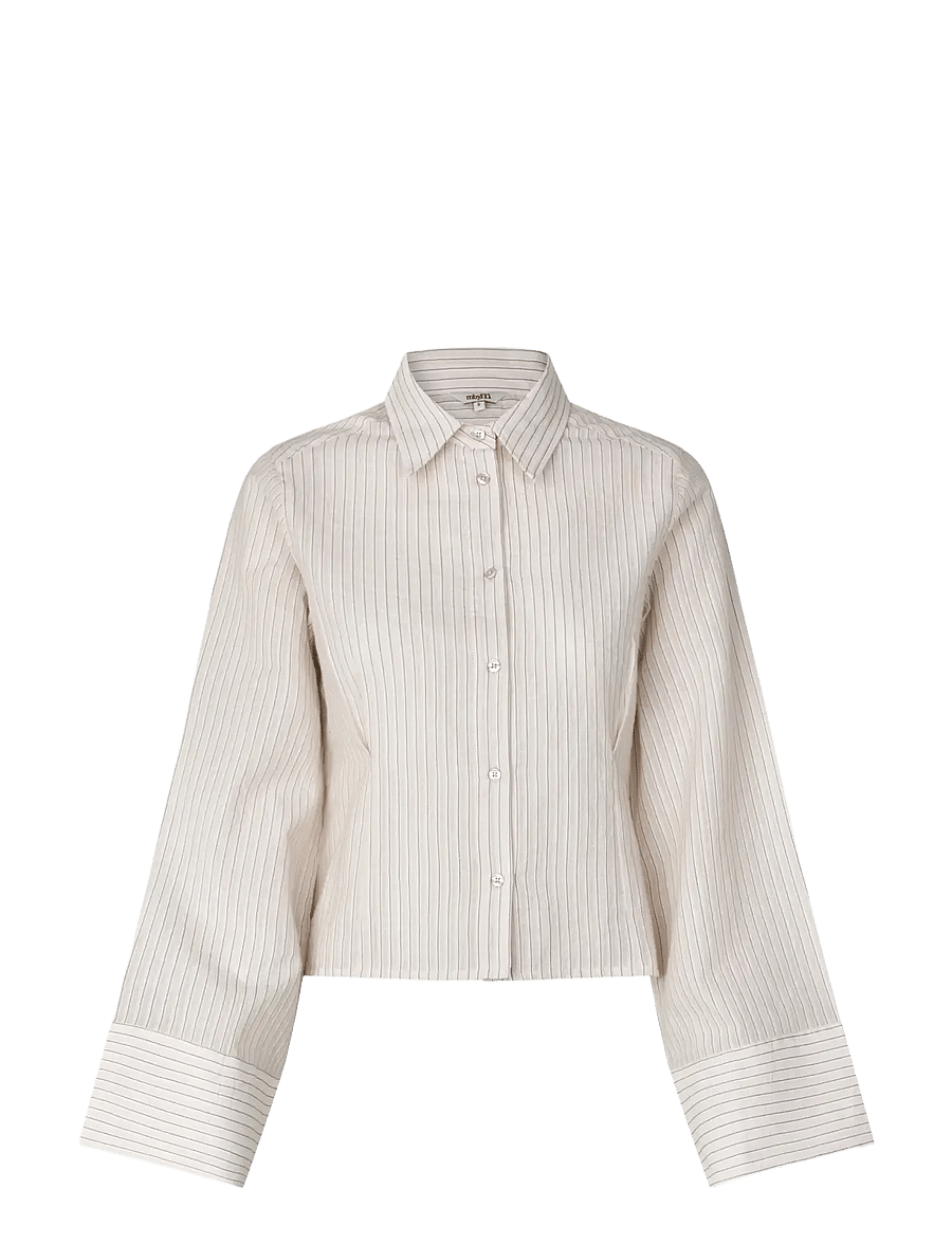 mbyM - Kalanna-M - long-sleeved shirts - white feather grey stripe - 1