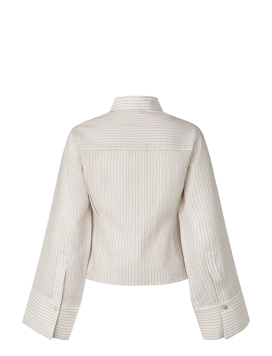 mbyM - Kalanna-M - long-sleeved shirts - white feather grey stripe - 2