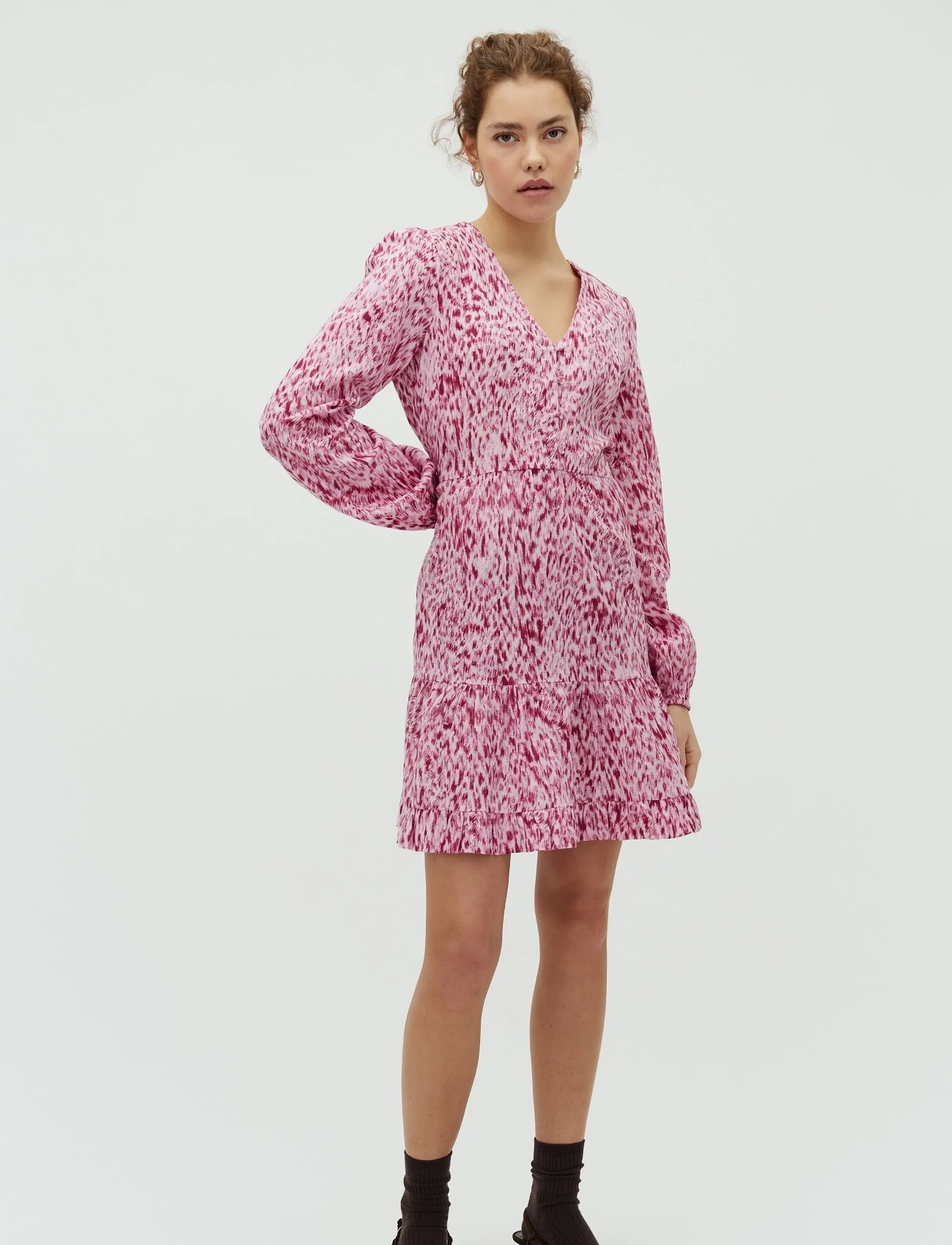 mbyM Shinya LS-M - Kleider - LYNX PRINT PINK / pink/rose